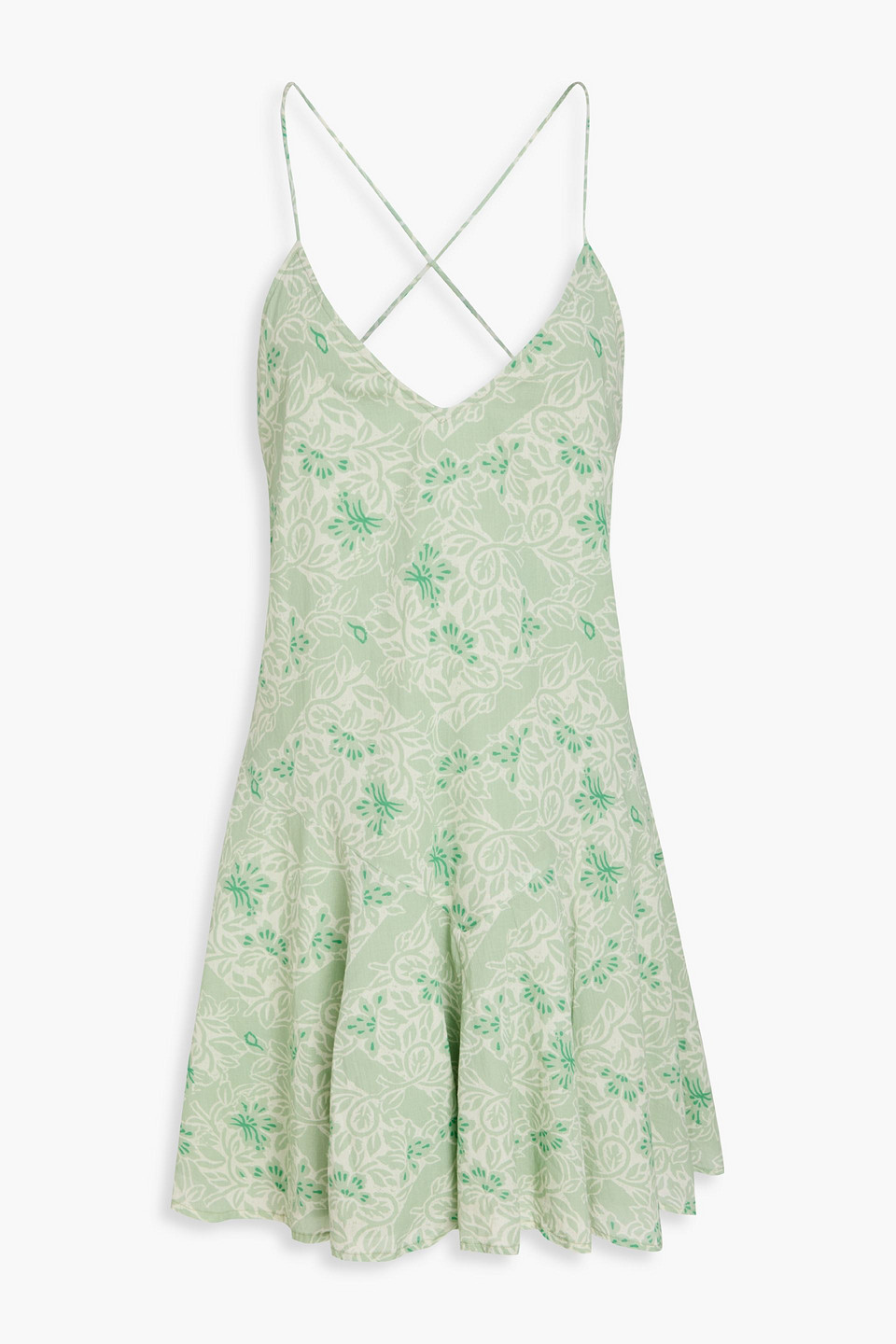 Hannah Demi Printed Cotton Mini Dress In Green