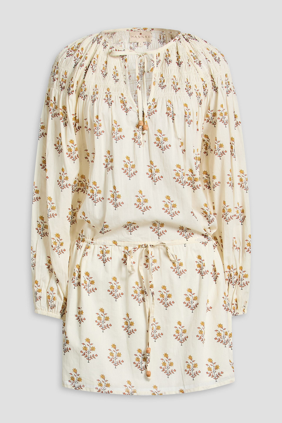 Hannah Maya Floral-print Cotton-voile Mini Dress In White