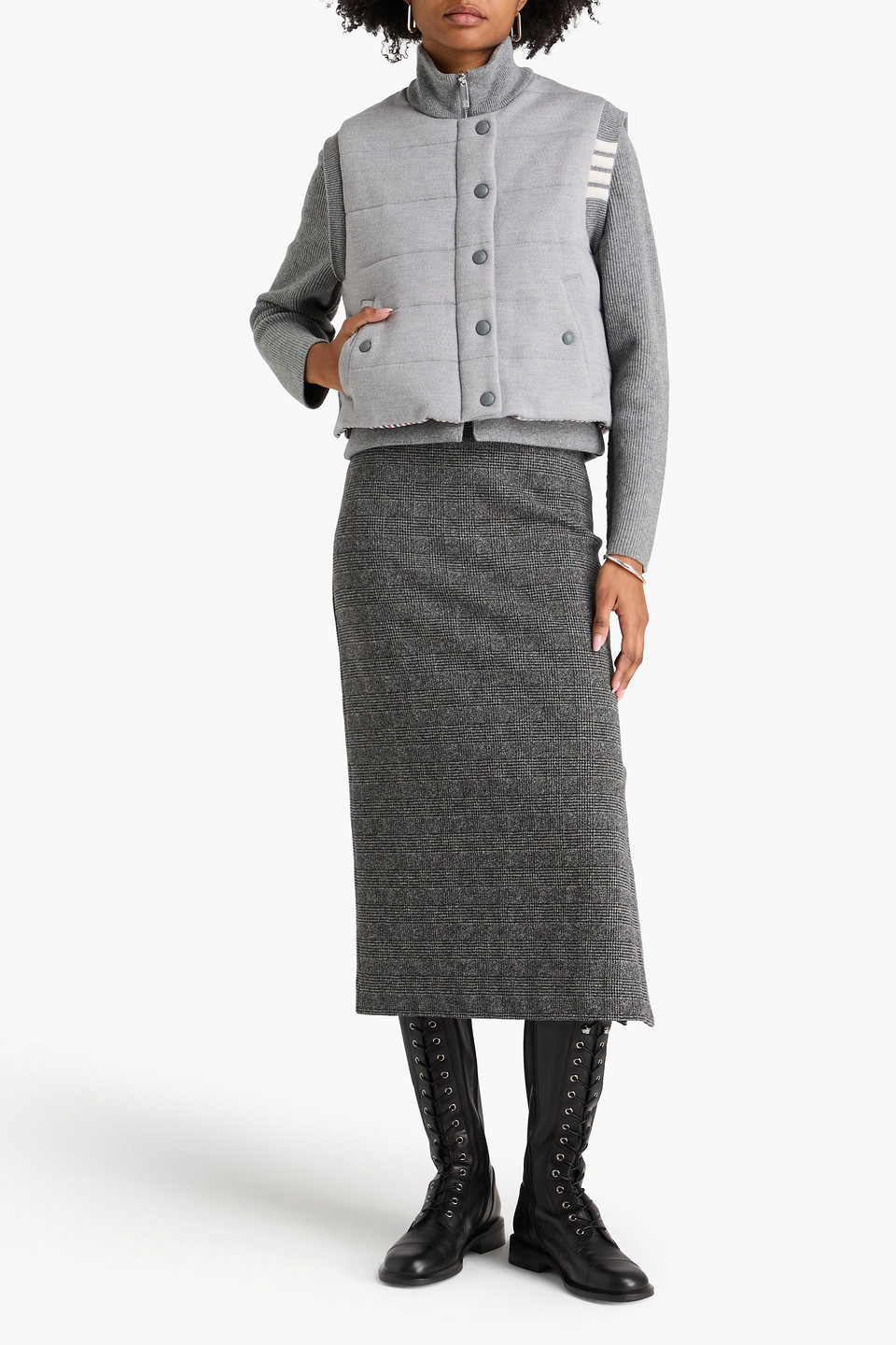  Thom Browne - Reversible Striped Quilted Wool Jacket - Gray - It 38 