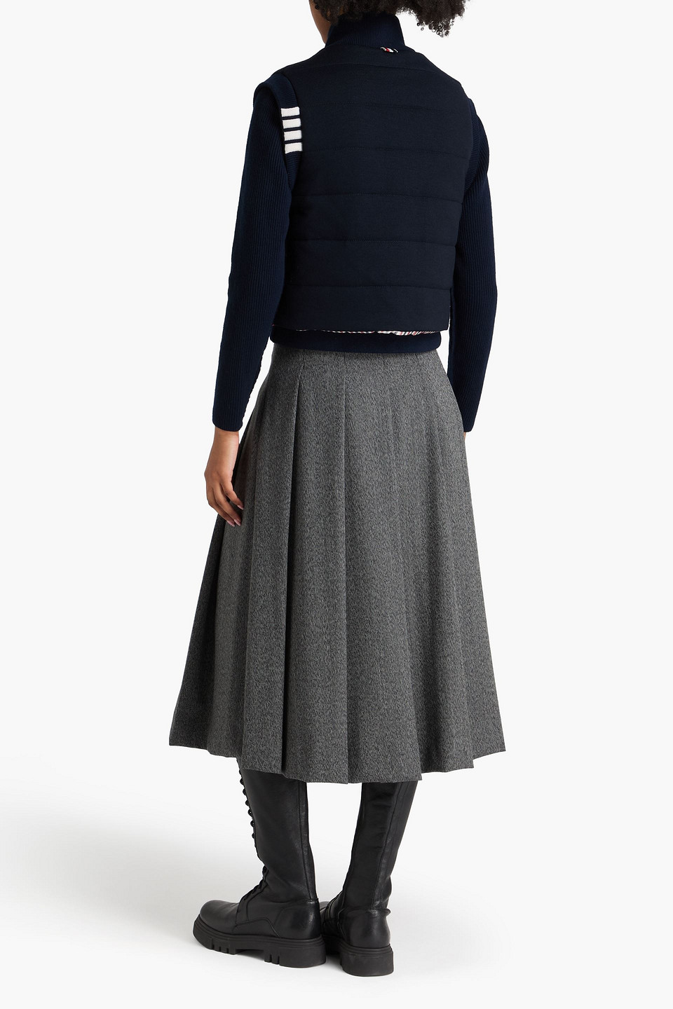  Thom Browne - Wendbare Jacke Aus Gesteppter Wolle Mit Streifen - Blau - It 38 