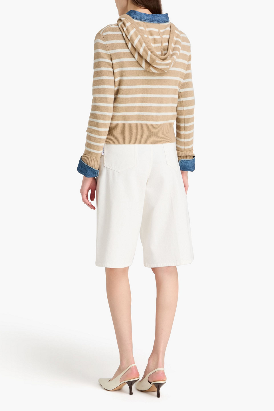  Veronica Beard - Striped Cashmere Hoodie - Neutral - Xs 