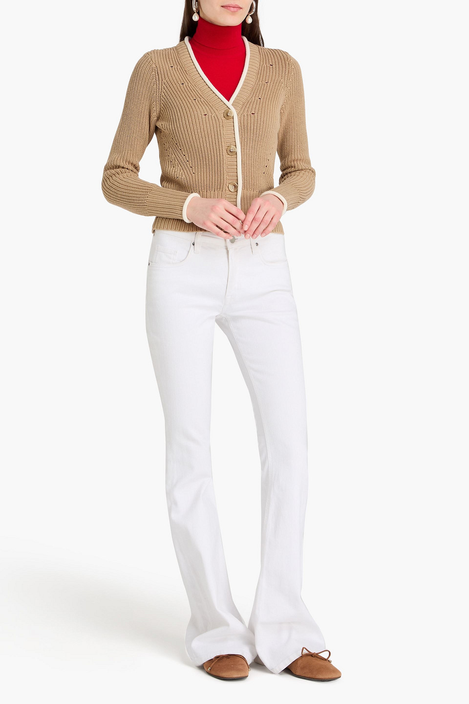  Veronica Beard - Gerippter Cardigan „beatrice“ Aus Baumwolle - Neutral - Xs 