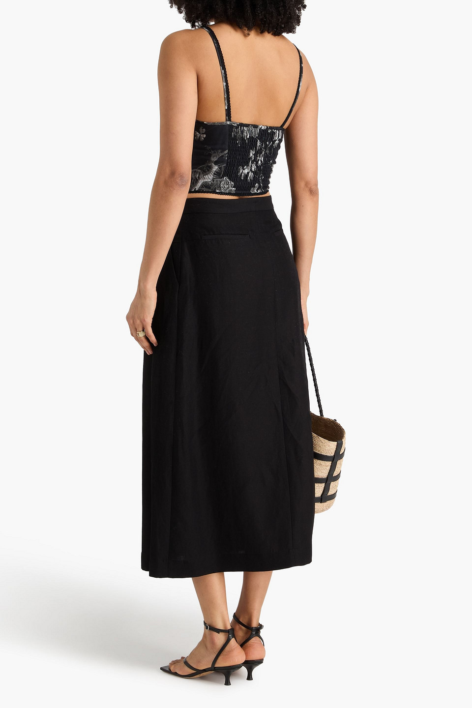  Charo Ruiz Ibiza - Cropped Bustier-oberteil „peisy“ Aus Voile Aus Einer Baumwollmischung Mit Floralem Print - Schwarz - Xs 