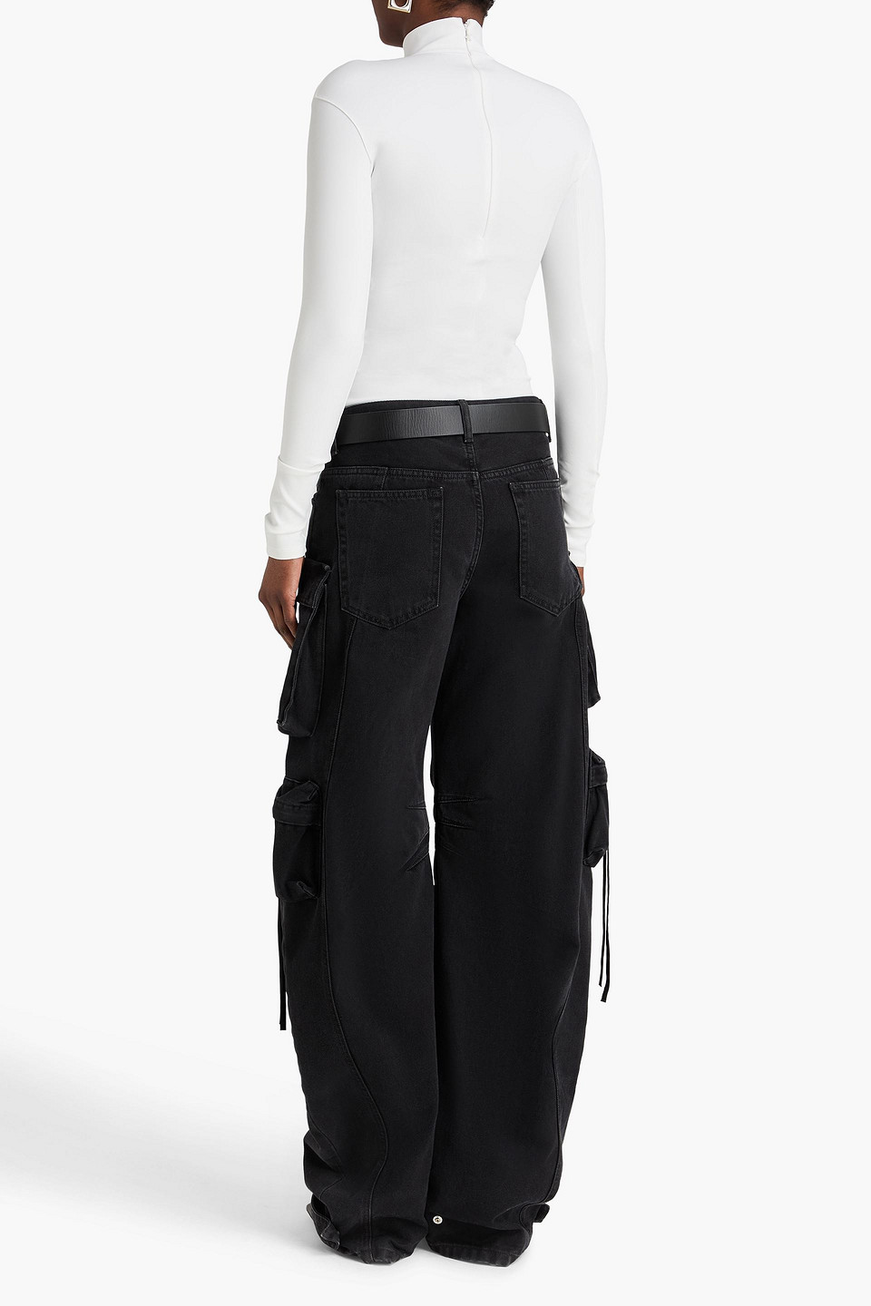  Mugler - Rollkragenoberteil Aus Stretch-material Mit Cut-outs - Weiß - Fr 36 