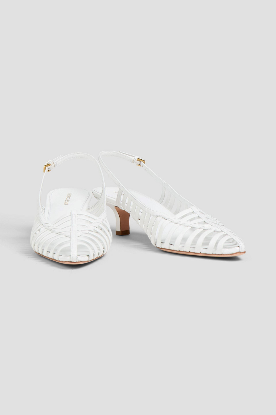  Veronica Beard - Britte Cutout Leather Slingback Pumps - White - Us 6.5 