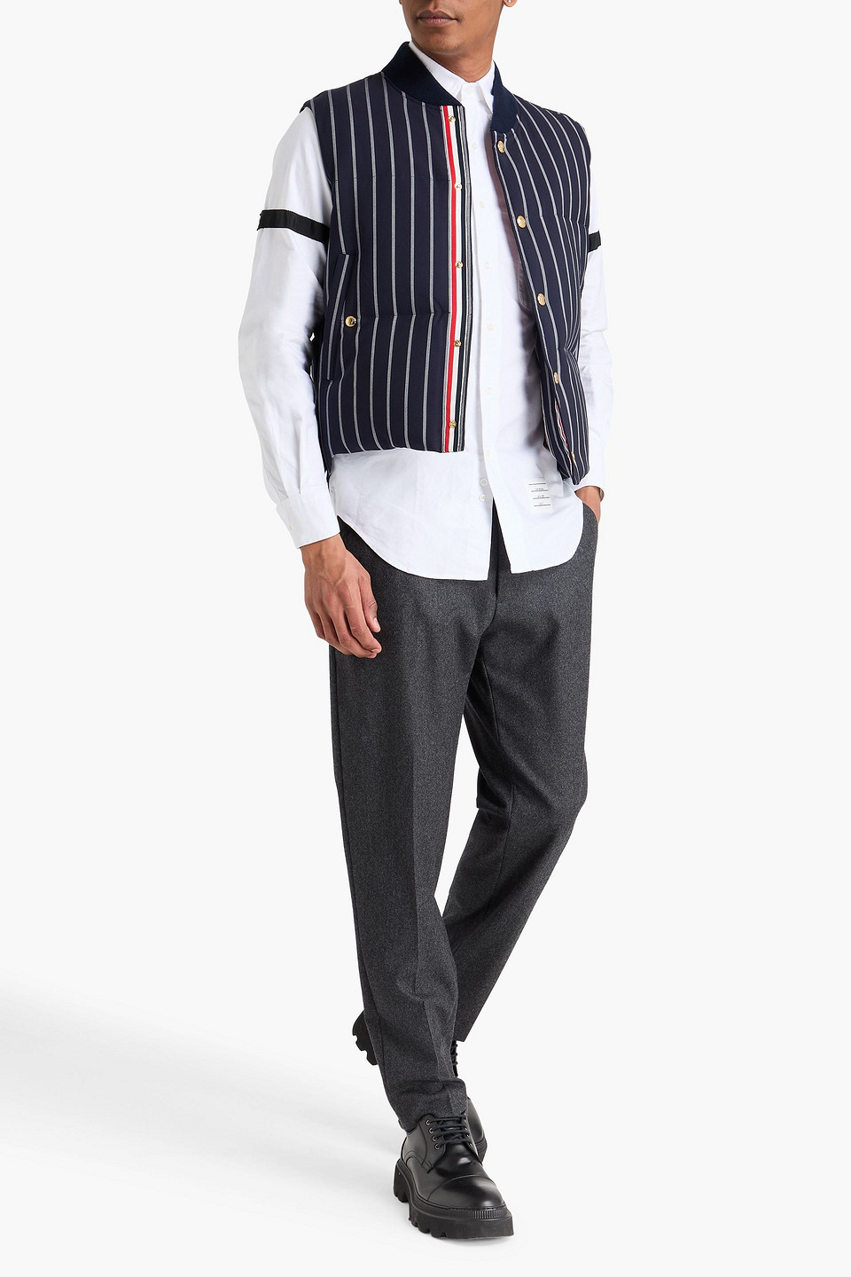  Thom Browne - Striped Wool Down Vest - Blau - 2 
