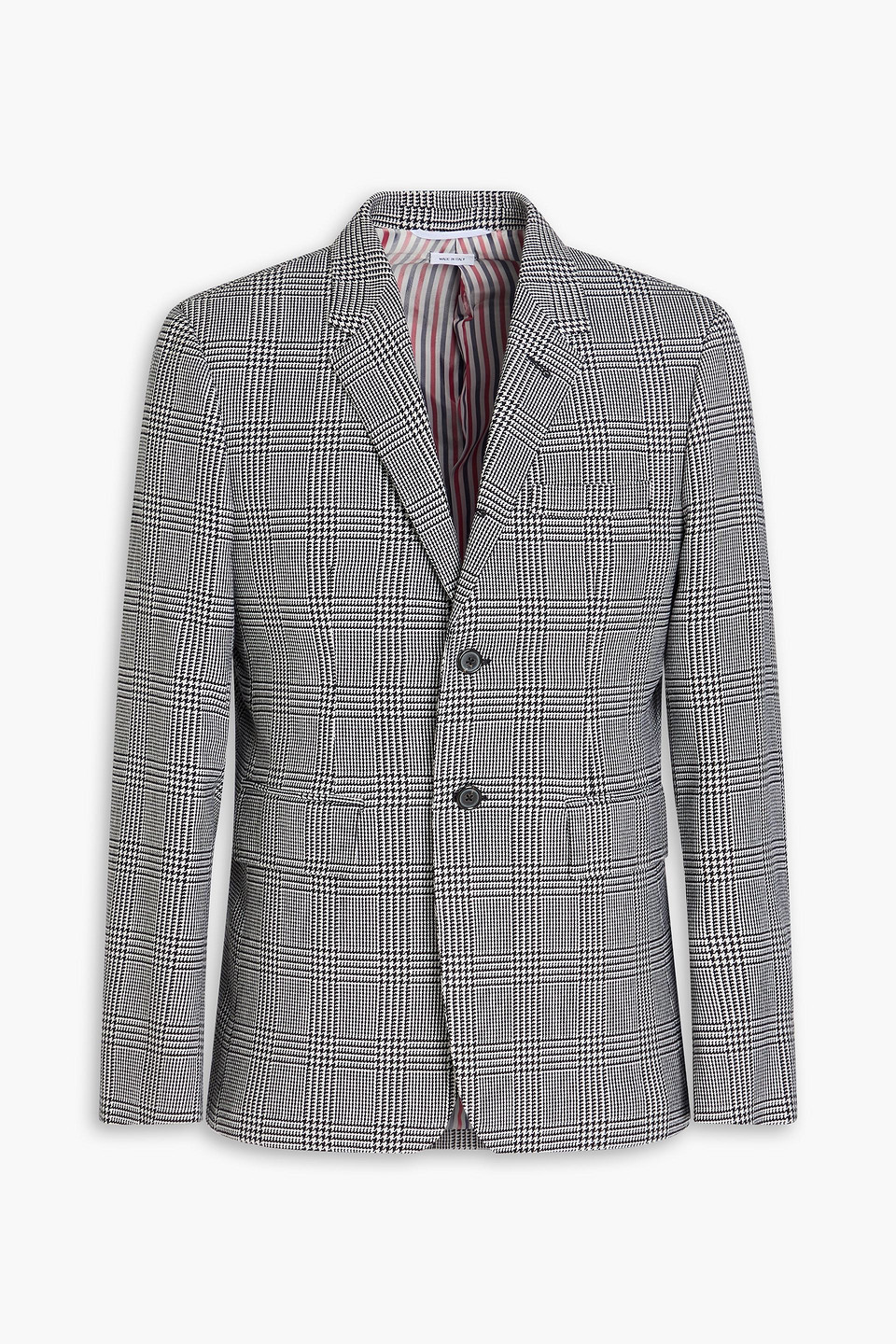 thom browne - prince of wales checked wool blazer - black - 3
