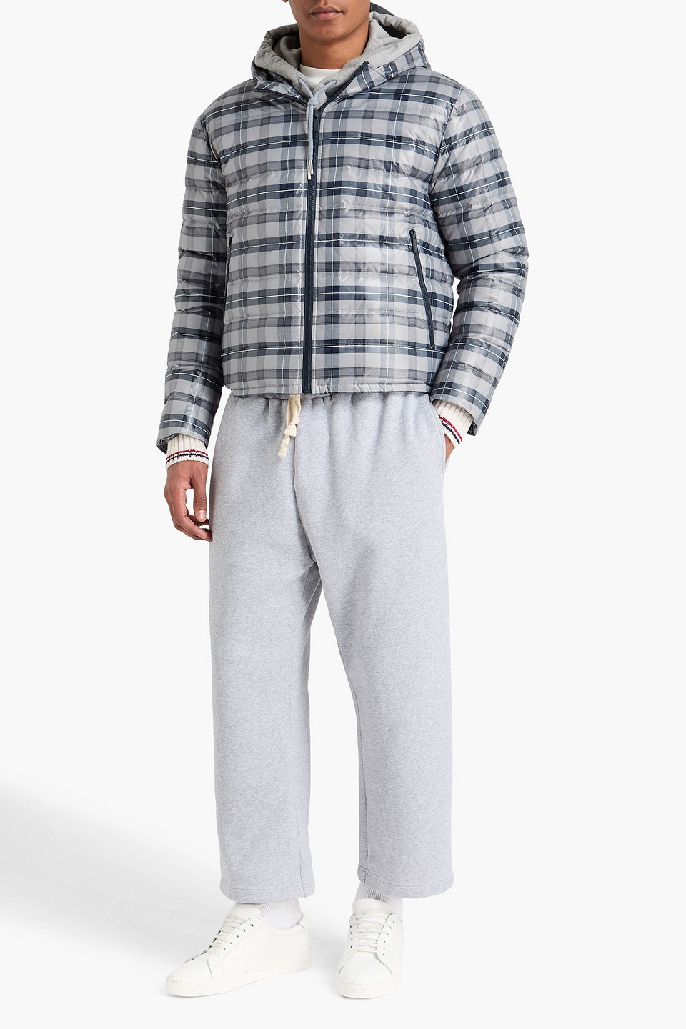  Thom Browne - Checked Hooded Down Ski Jacket - Grau - 0 