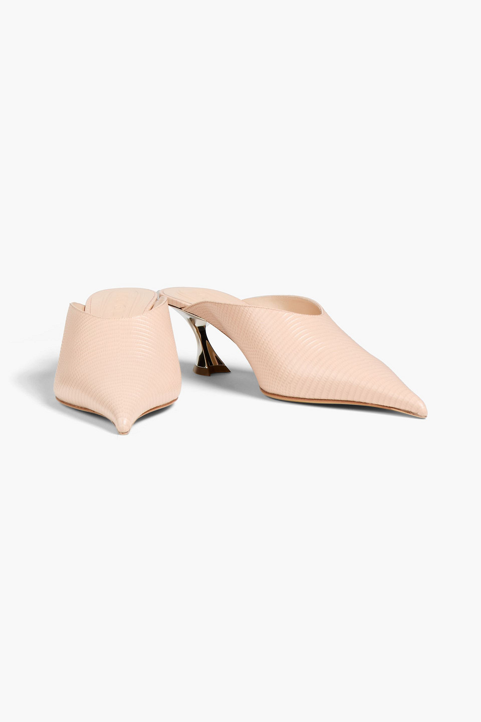  Mugler - Mules Aus Leder Mit Eidechseneffekt - Pink - Eu 36 