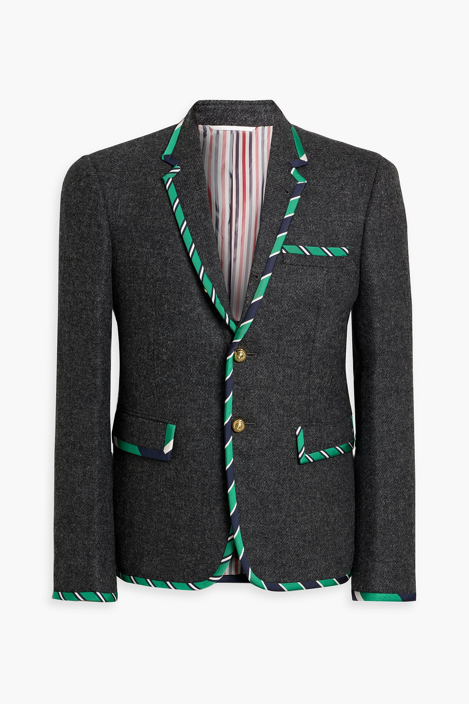 thom browne - striped wool blazer - gray - 3
