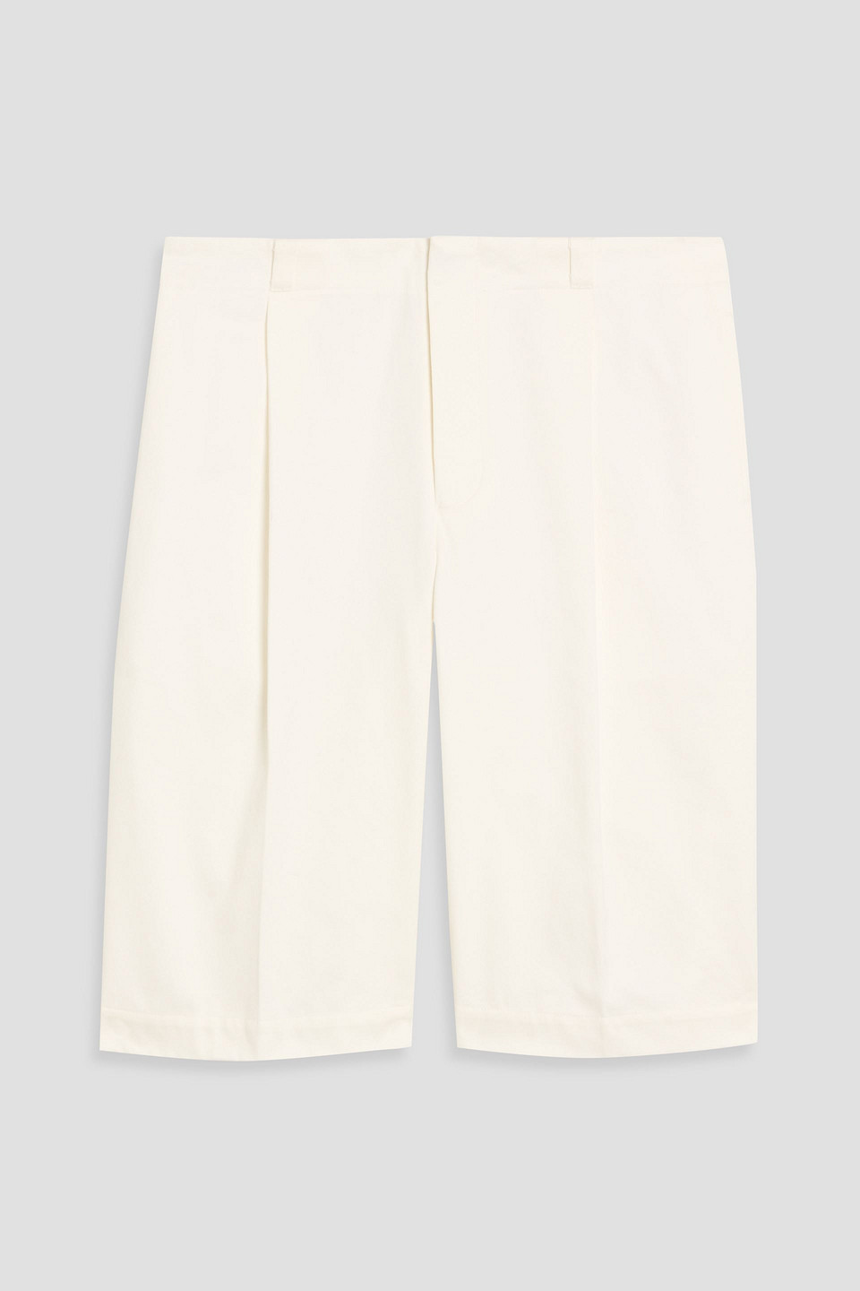 thom browne - pleated cotton-twill shorts - white - 1