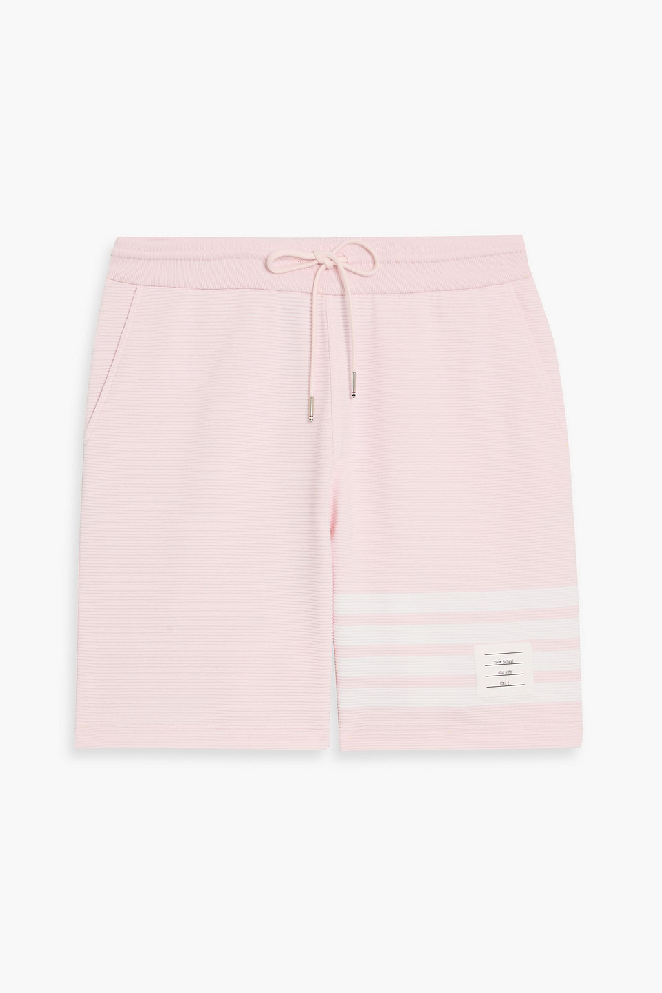 thom browne - striped ribbed cotton shorts - pink - 2