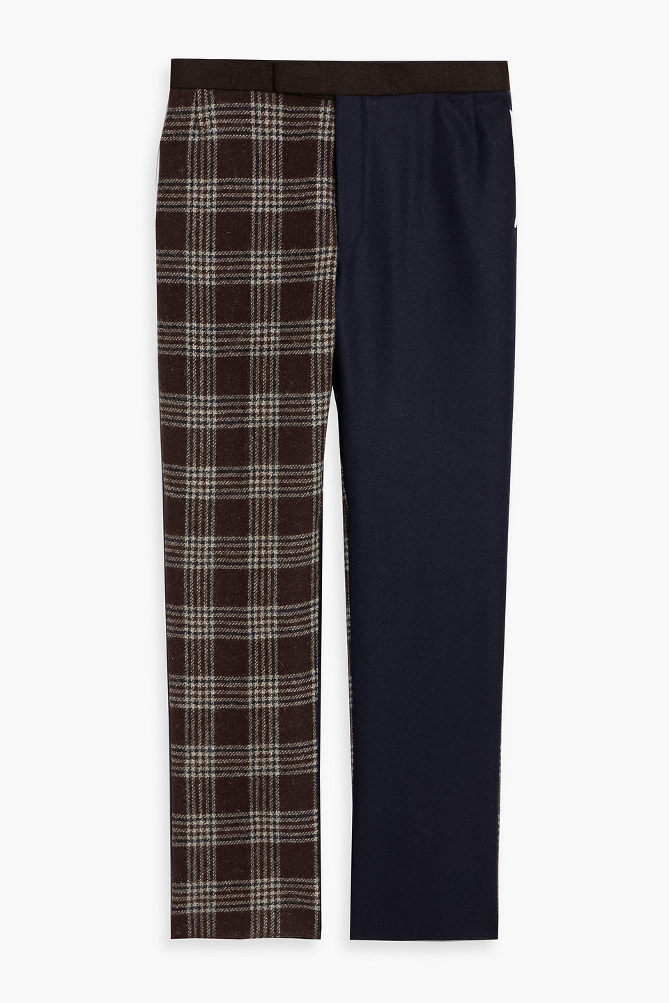 thom browne - prince of wales checked wool-tweed pants - brown - 2