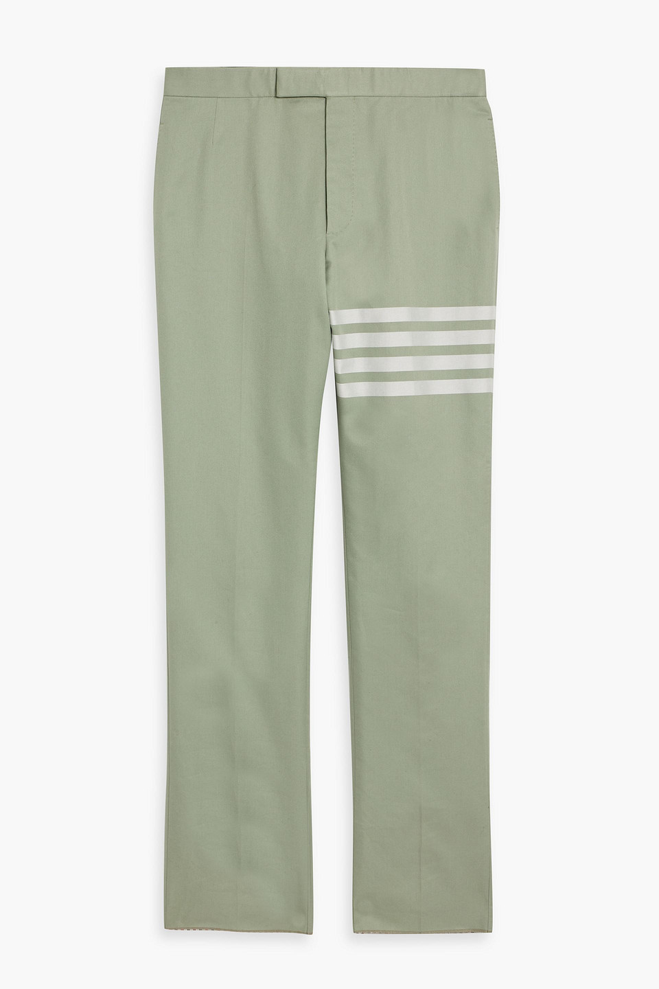 thom browne - striped cotton-twill pants - green - 1