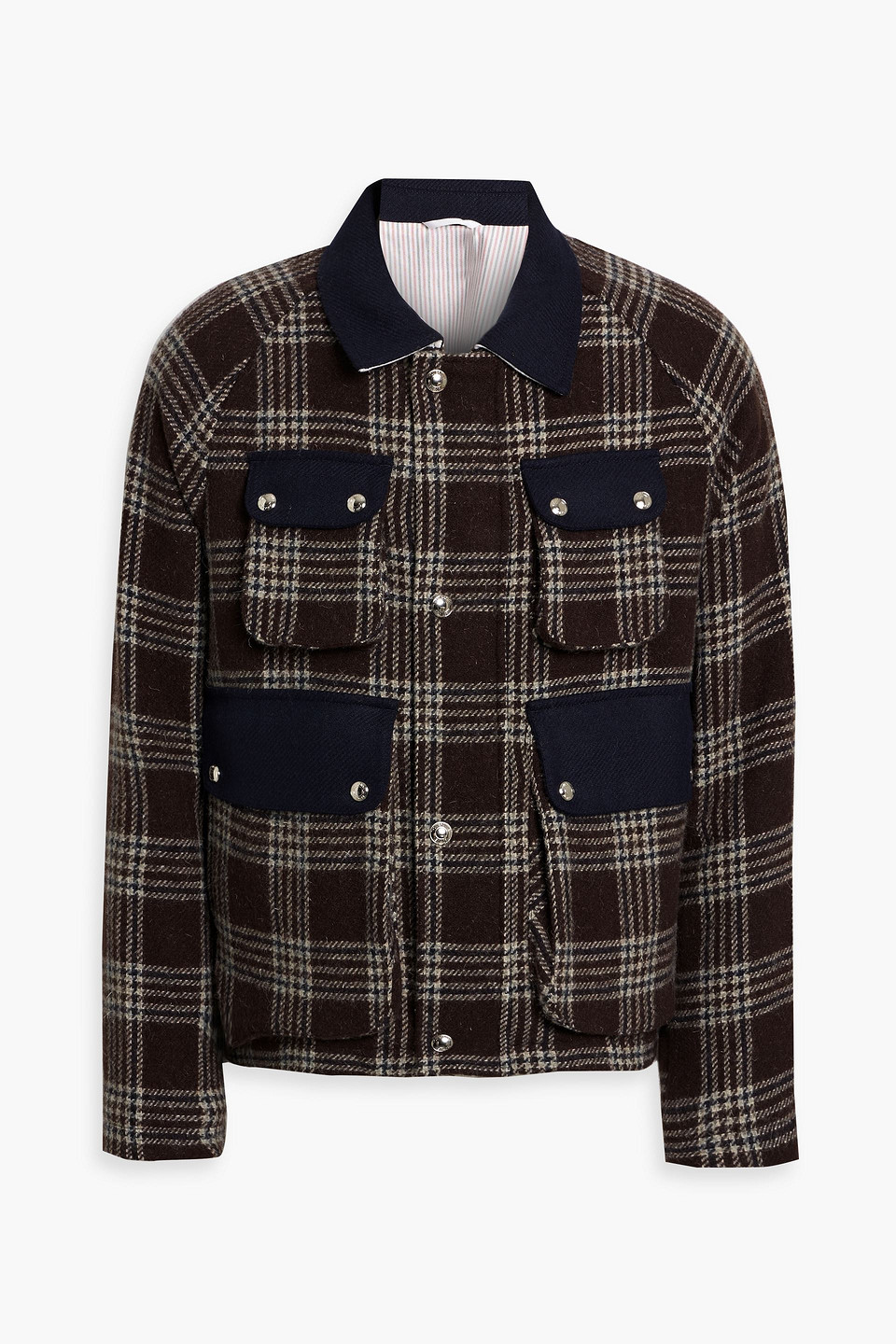 thom browne - checked wool-tweed jacket - brown - 1
