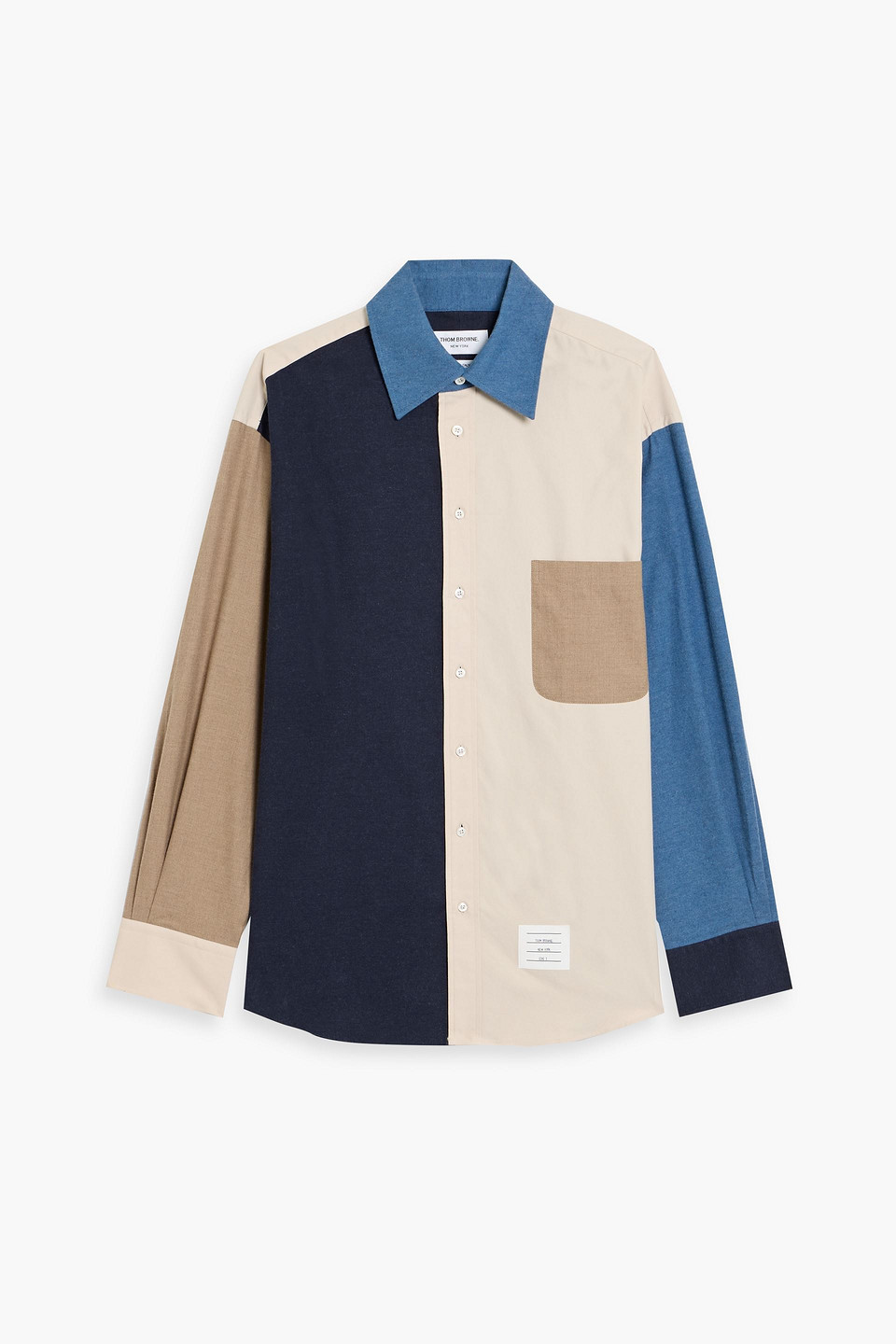 thom browne - color-block cotton-twill shirt - neutral - 3
