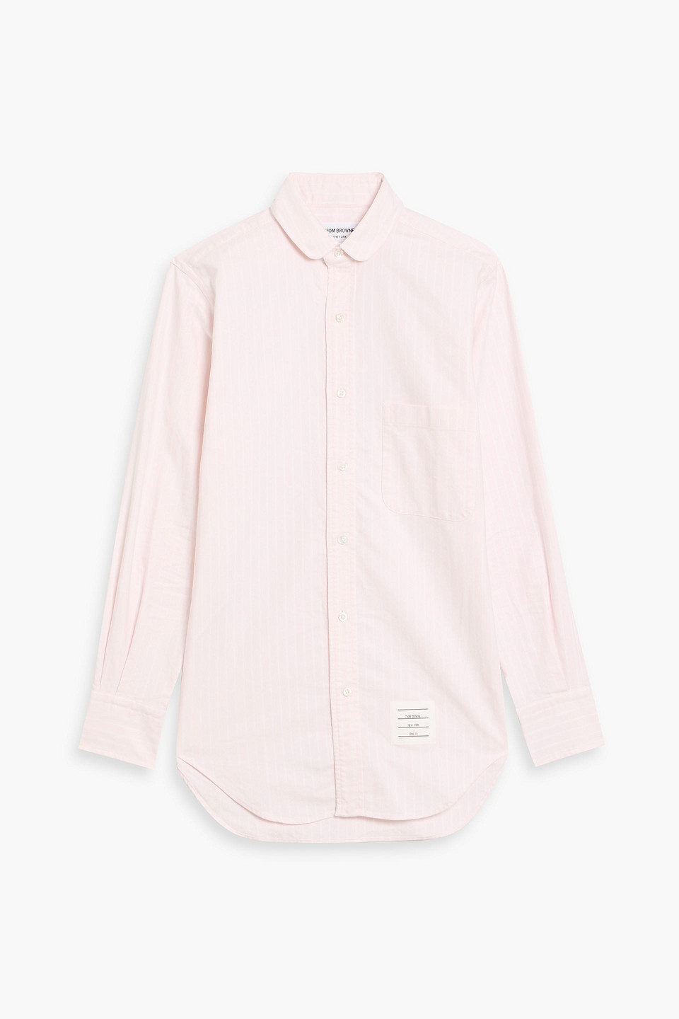 thom browne - striped cotton oxford shirt - pink - 0