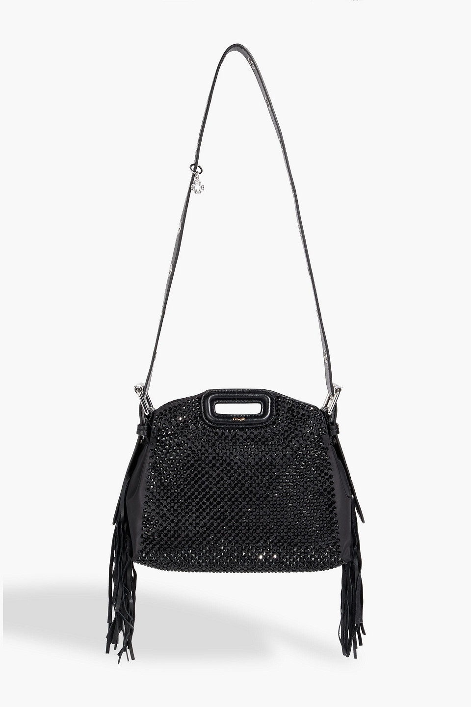 Maje Embellished Fringed Shell Tote In Black