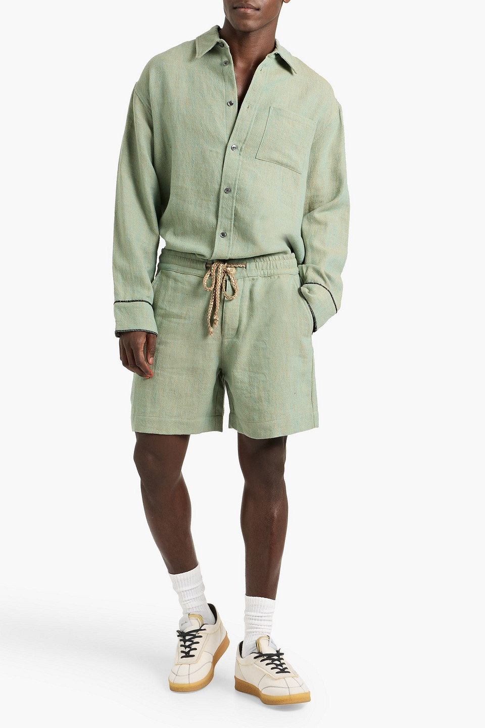  The Elder Statesman - Shorts Aus Jacquard Aus Einer Leinen-, Woll-, Seiden-kaschmirmischung Mit Tunnelzug - Grün - 32 