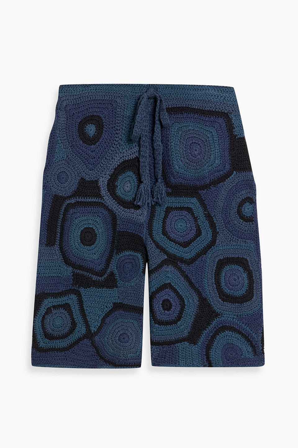 the elder statesman - strata crocheted cotton shorts - blue - s