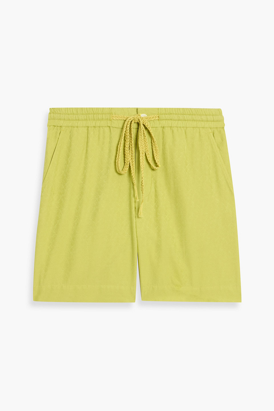the elder statesman - cotton and silk-blend jacquard drawstring shorts - yellow - s