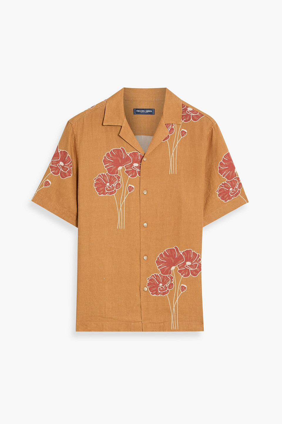 frescobol carioca - floral-print linen shirt - brown - m