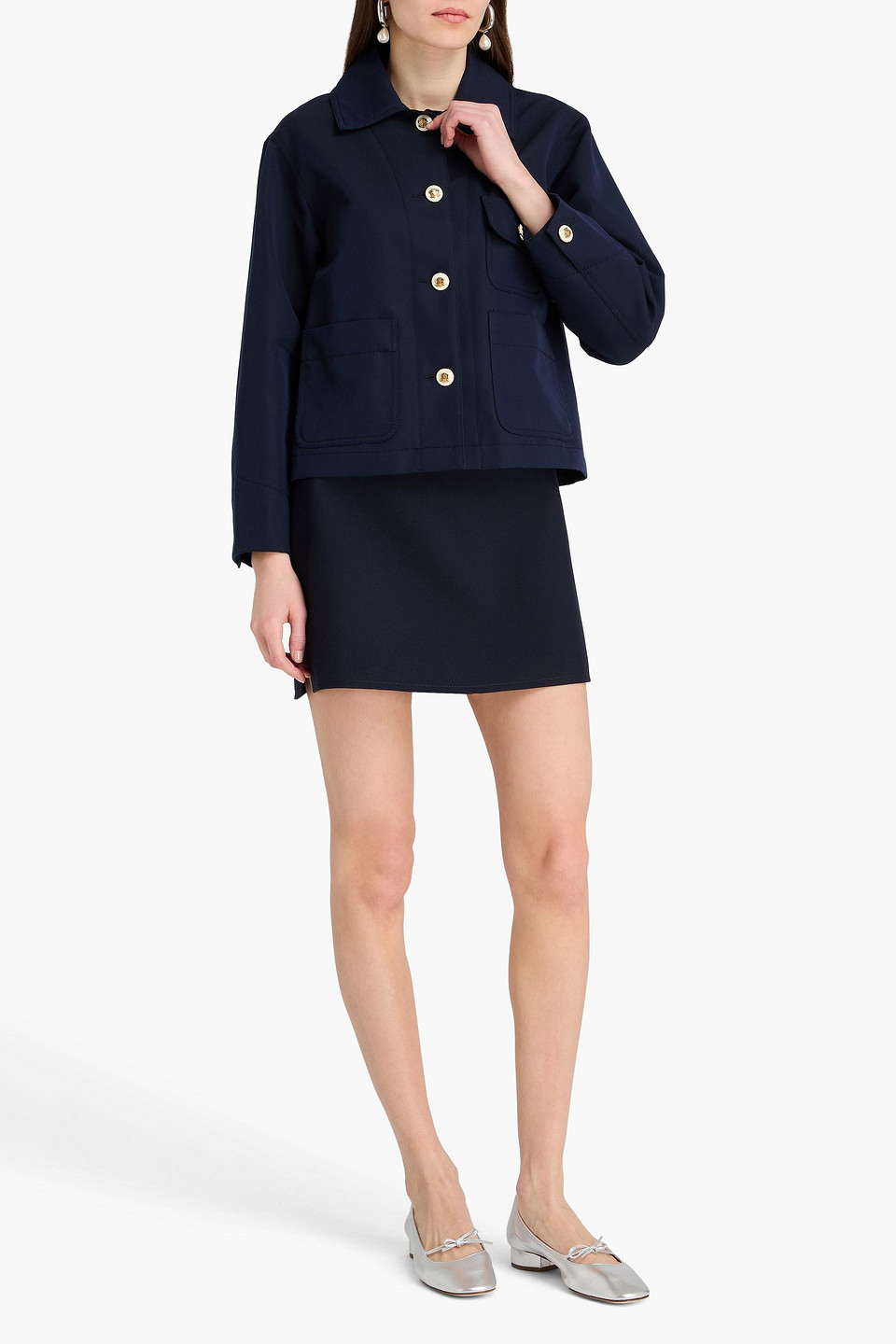  Sandro - Cotton-blend Twill Jacket - Blue - Fr 38 
