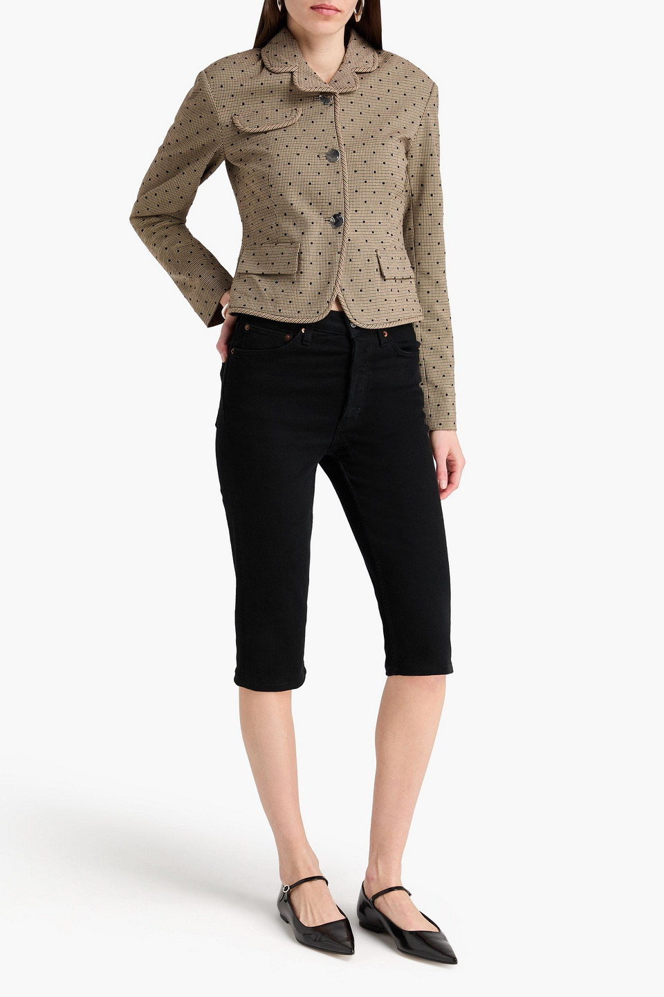  Ganni - Blazer Aus Tweed Mit Flockprint - Neutral - Eu 32 
