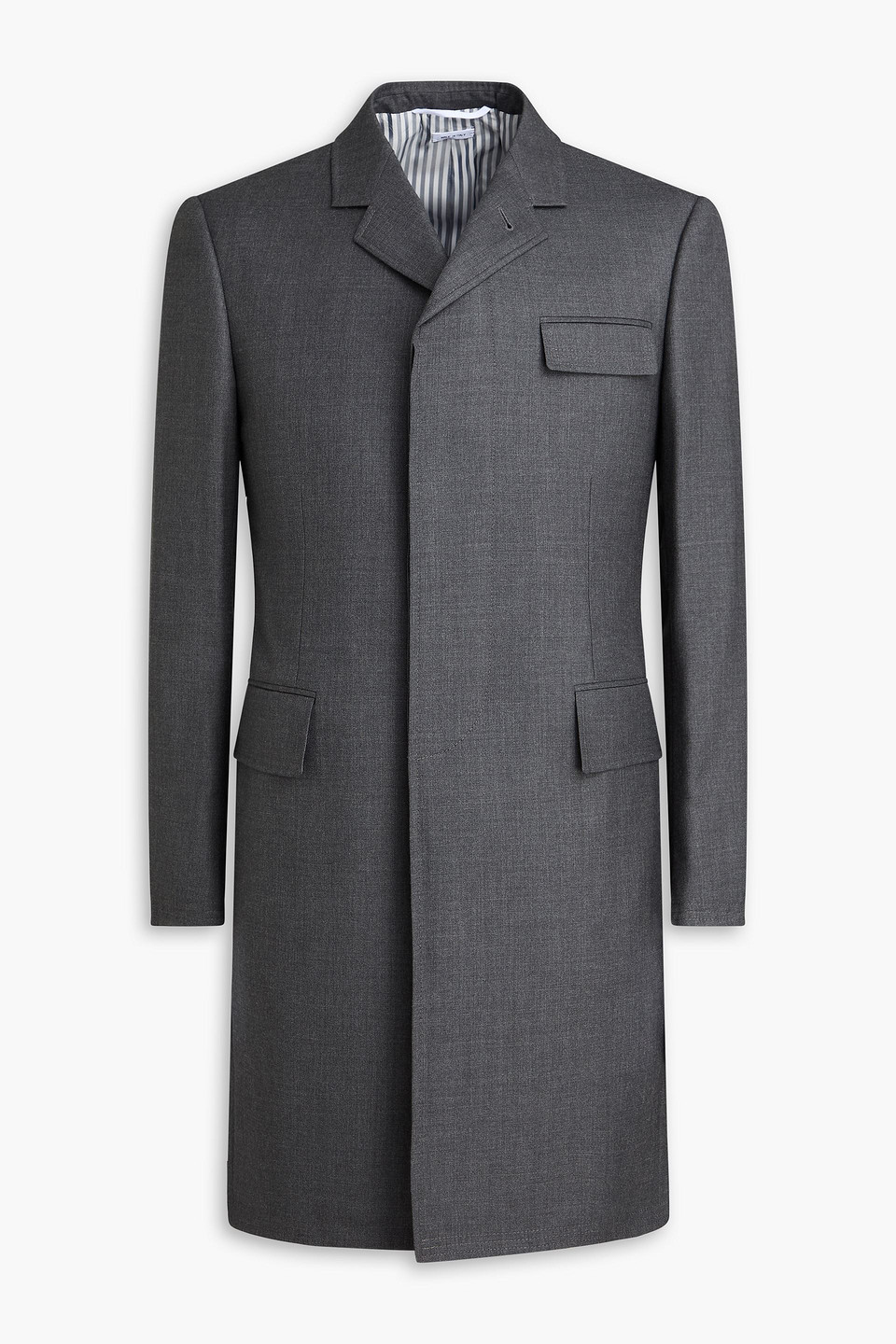 thom browne - wool-twill coat - gray - 2