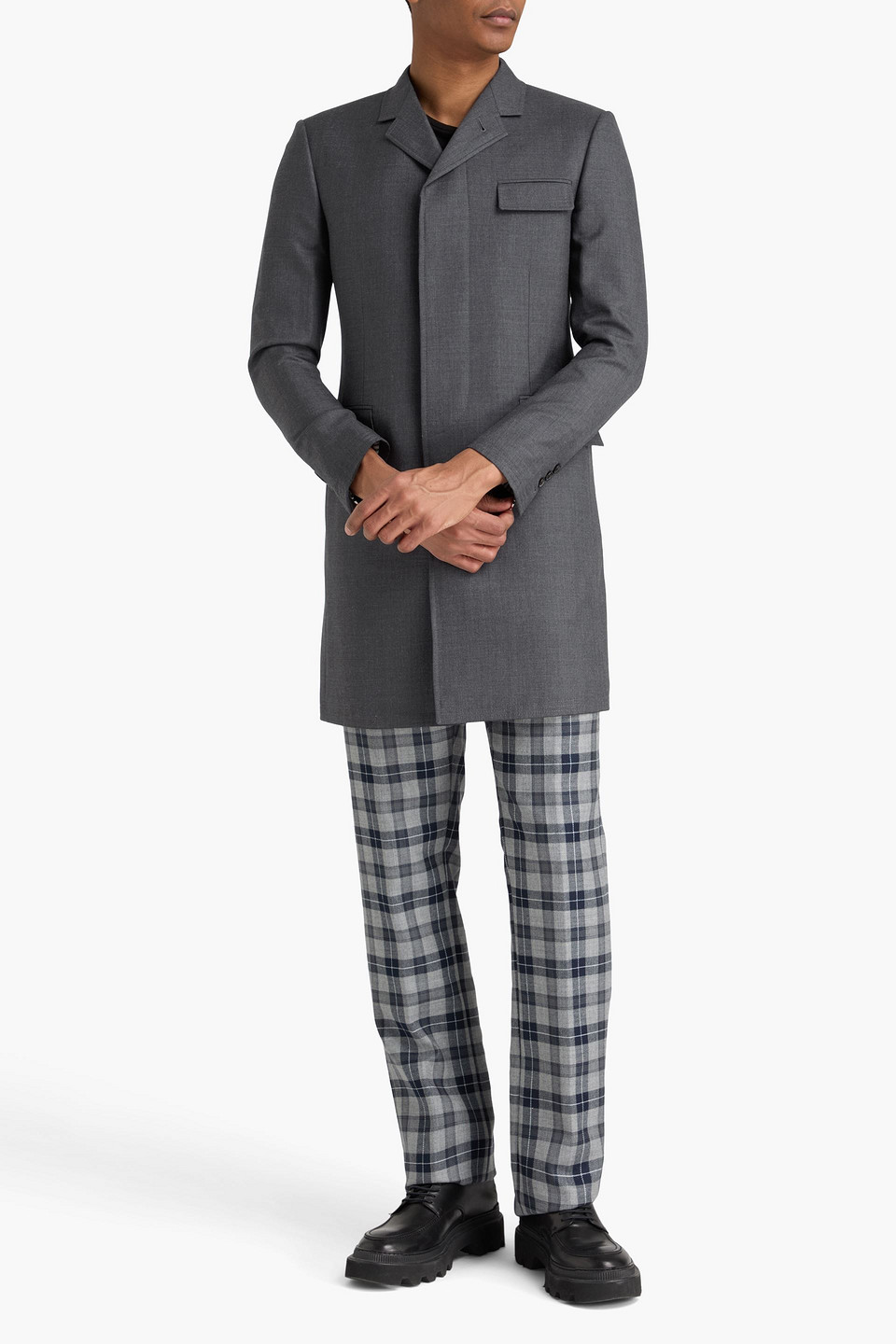  Thom Browne - Mantel Aus Woll-twill - Grau - 2 