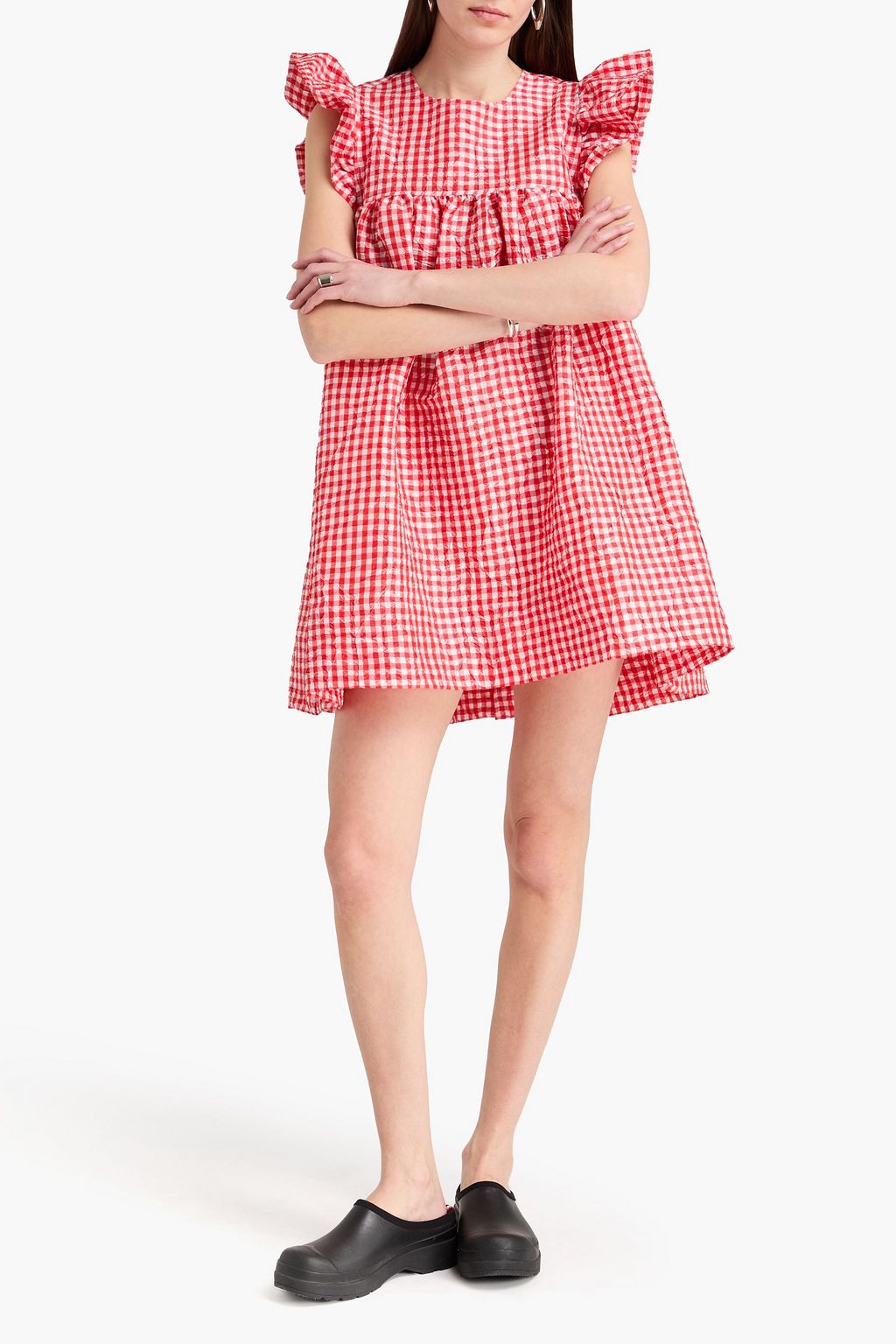 strapless open back dress Stretch Seersucker Cutout Mini Dress  Dale