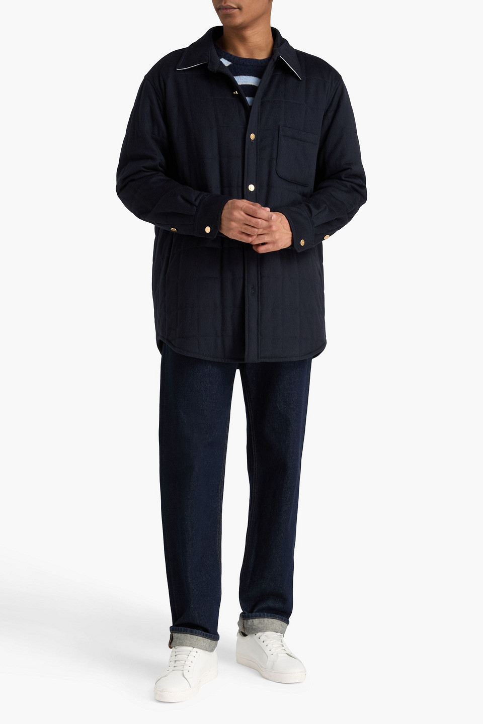  Thom Browne - Quilted Cashmere-felt Down Overshirt - Blau - 4 