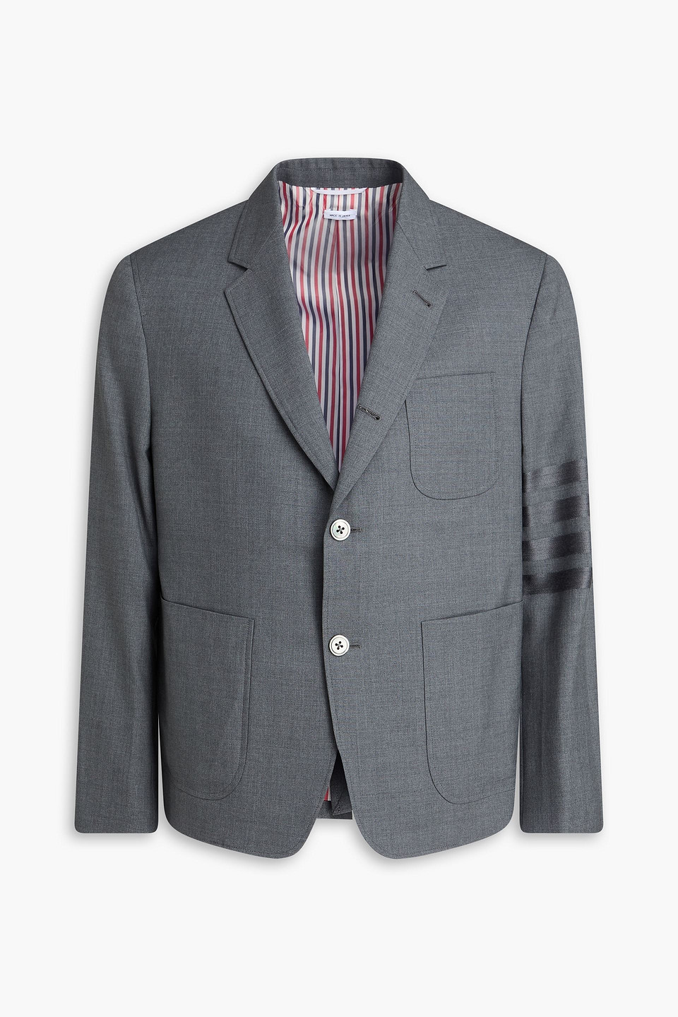 thom browne - striped wool blazer - gray - 1