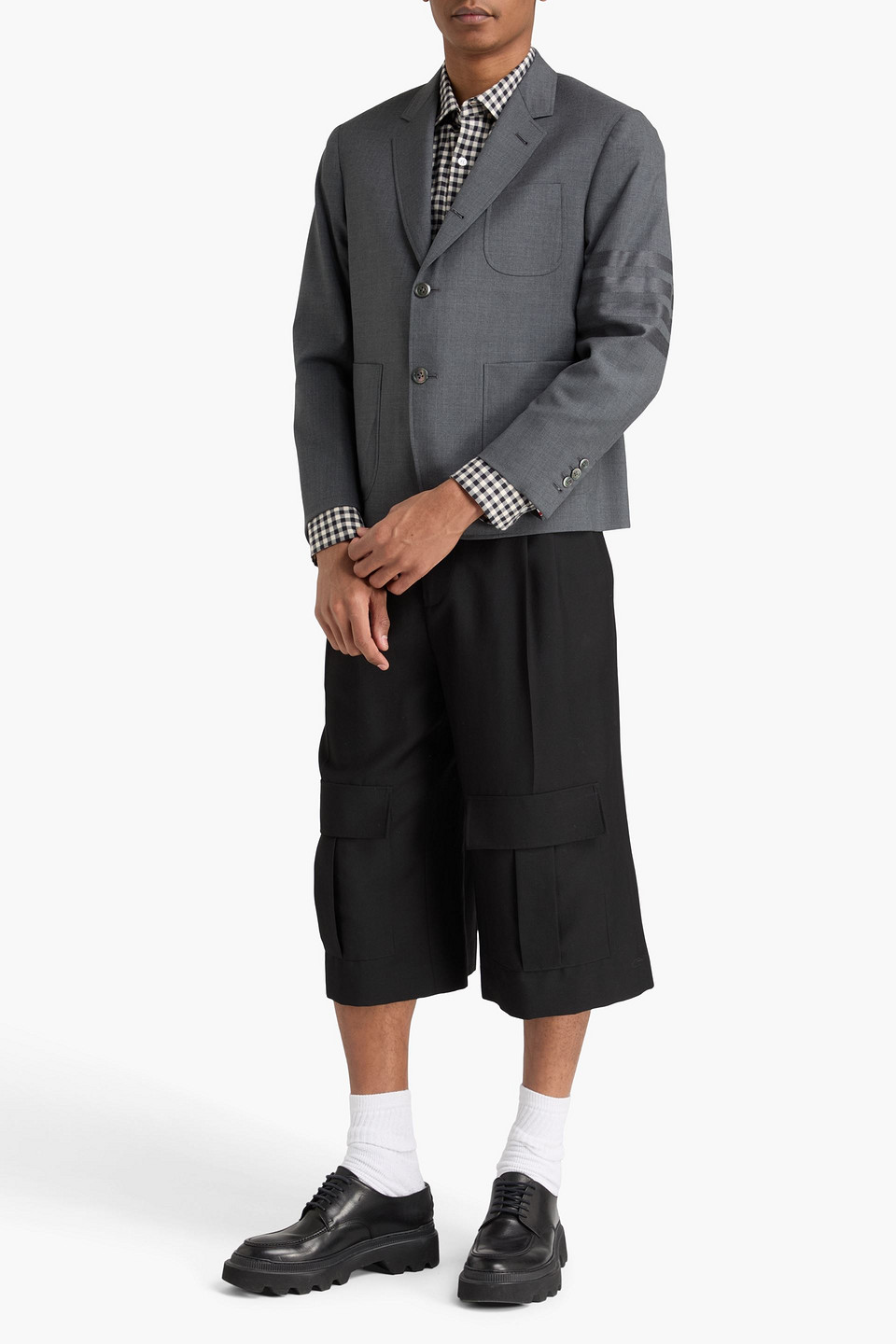  Thom Browne - Striped Wool Blazer - Gray - 2 