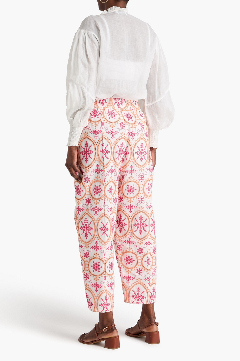  Charo Ruiz Ibiza - Hose „lya“ Aus Einer Baumwollmischung Mit Weitem Bein Und Lochstickerei - Pink - Xs 