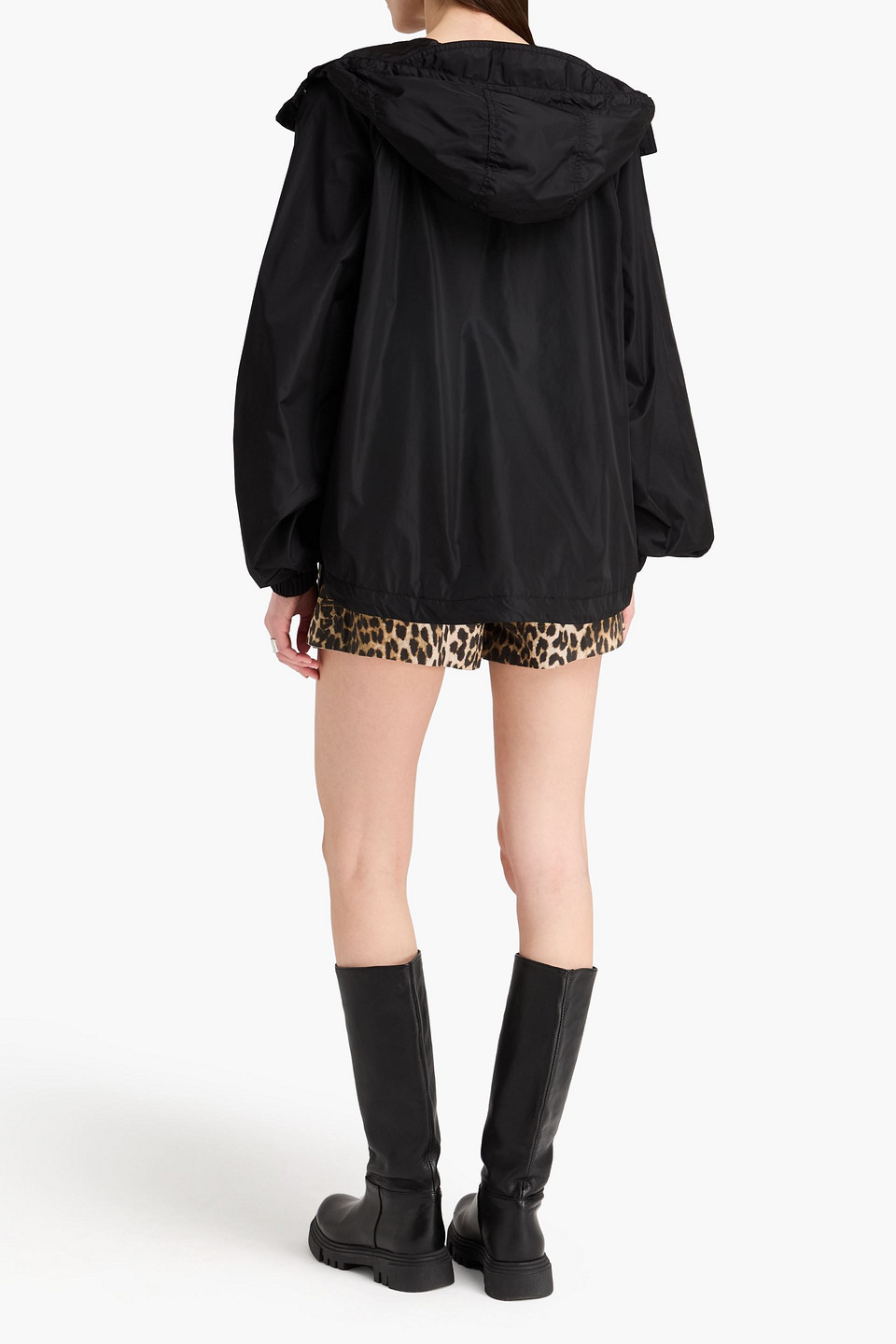  Ganni - Shell Hooed Jacket - Black - Xxl/xxxl 