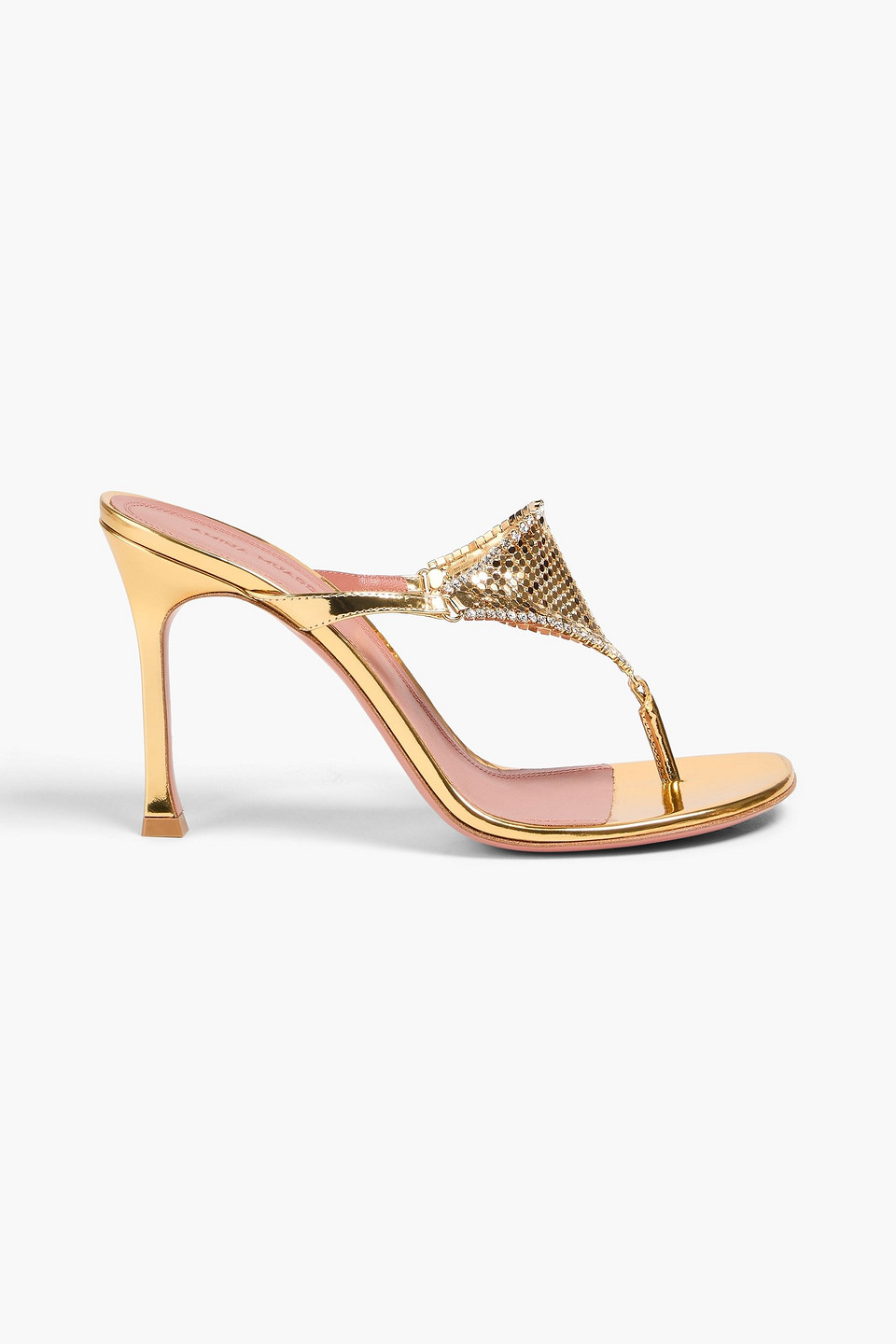 amina muaddi - cameron metallic leather and chainmail mules - metallic - eu 35