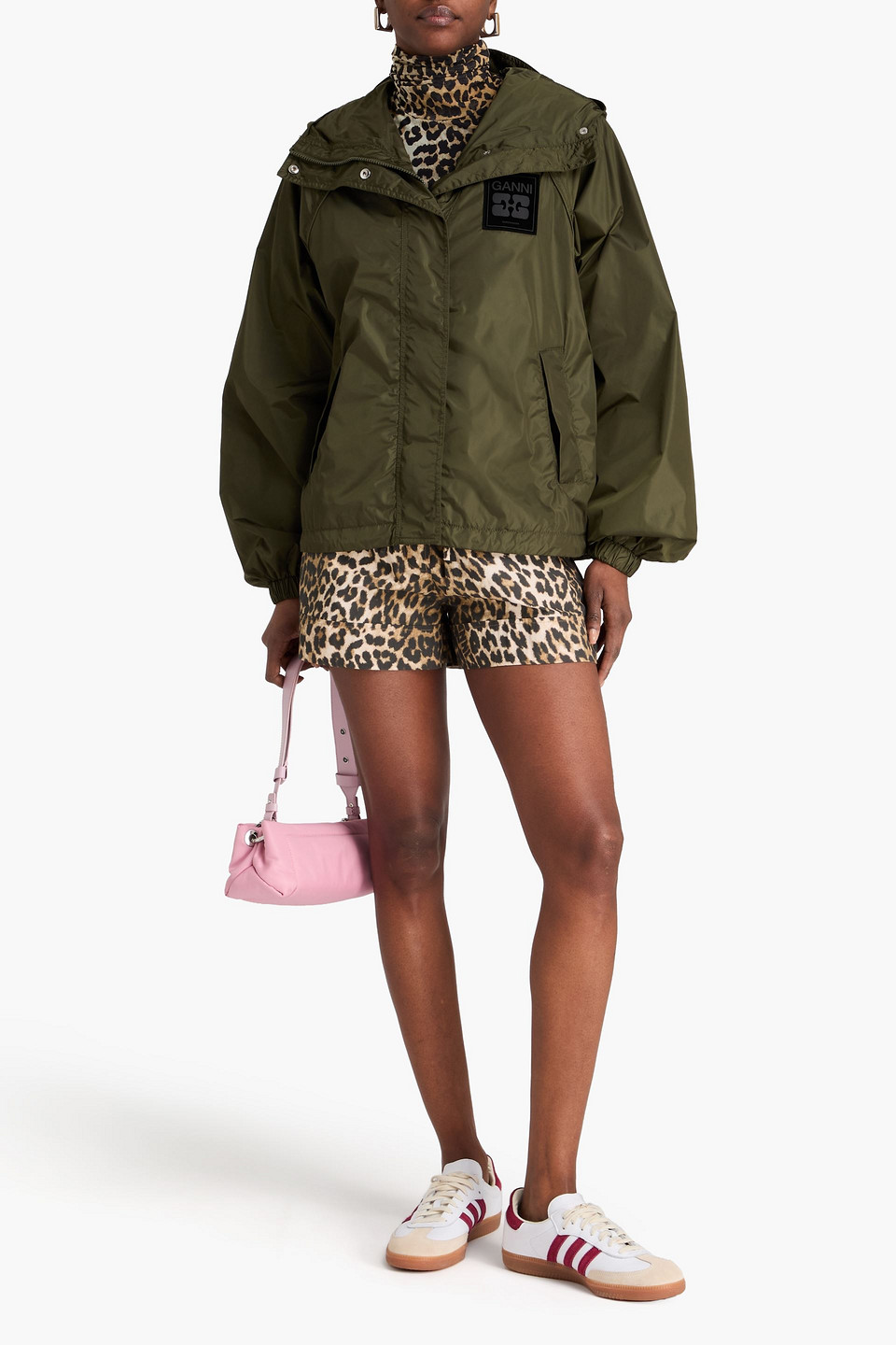  Ganni - Shell Hooded Jacket - Green - Xxl/xxxl 