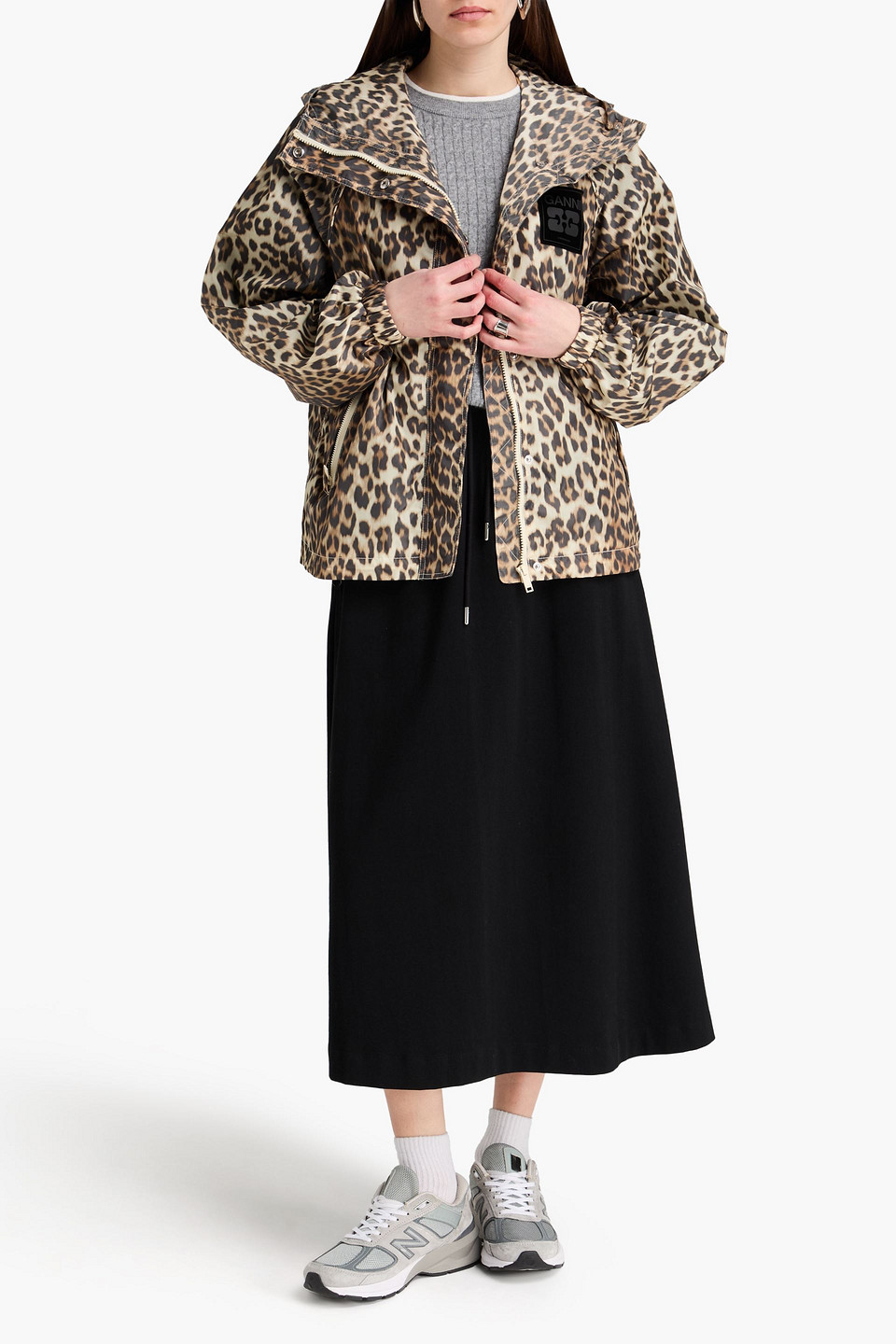  Ganni - Leopard-print Shell Jacket - Animal Print - Xxs/xs 