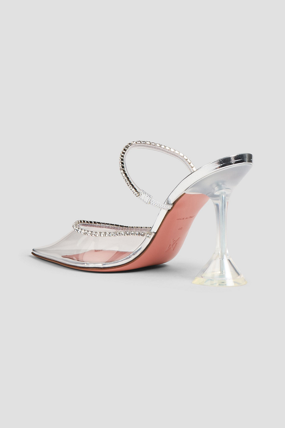  Amina Muaddi - Gilda Glass Crystal-embellished Pvc Mules - White - Eu 35 