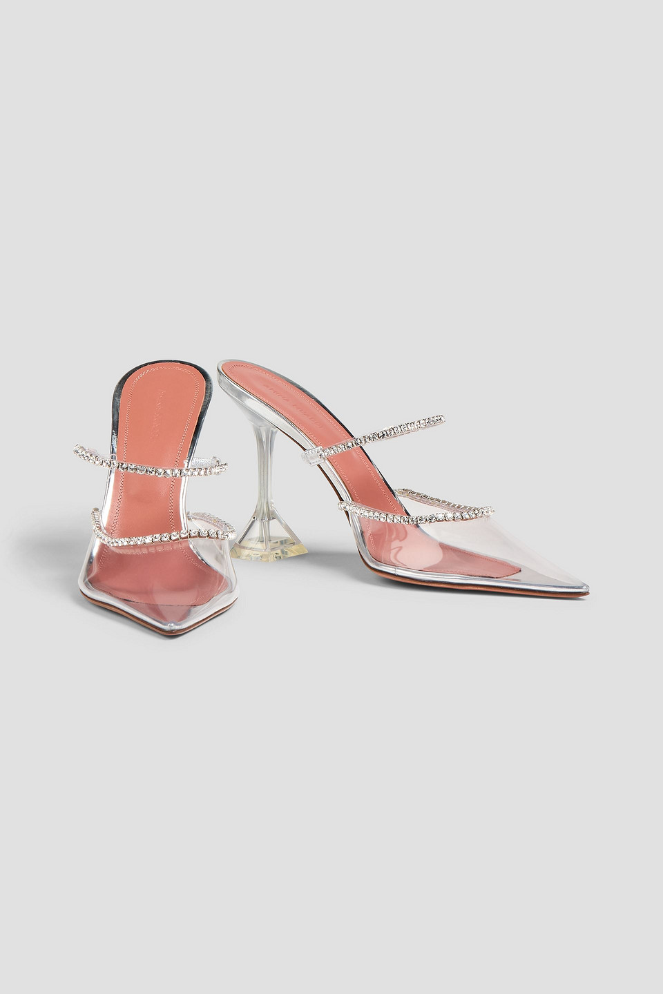  Amina Muaddi - Gilda Glass Crystal-embellished Pvc Mules - White - Eu 35 