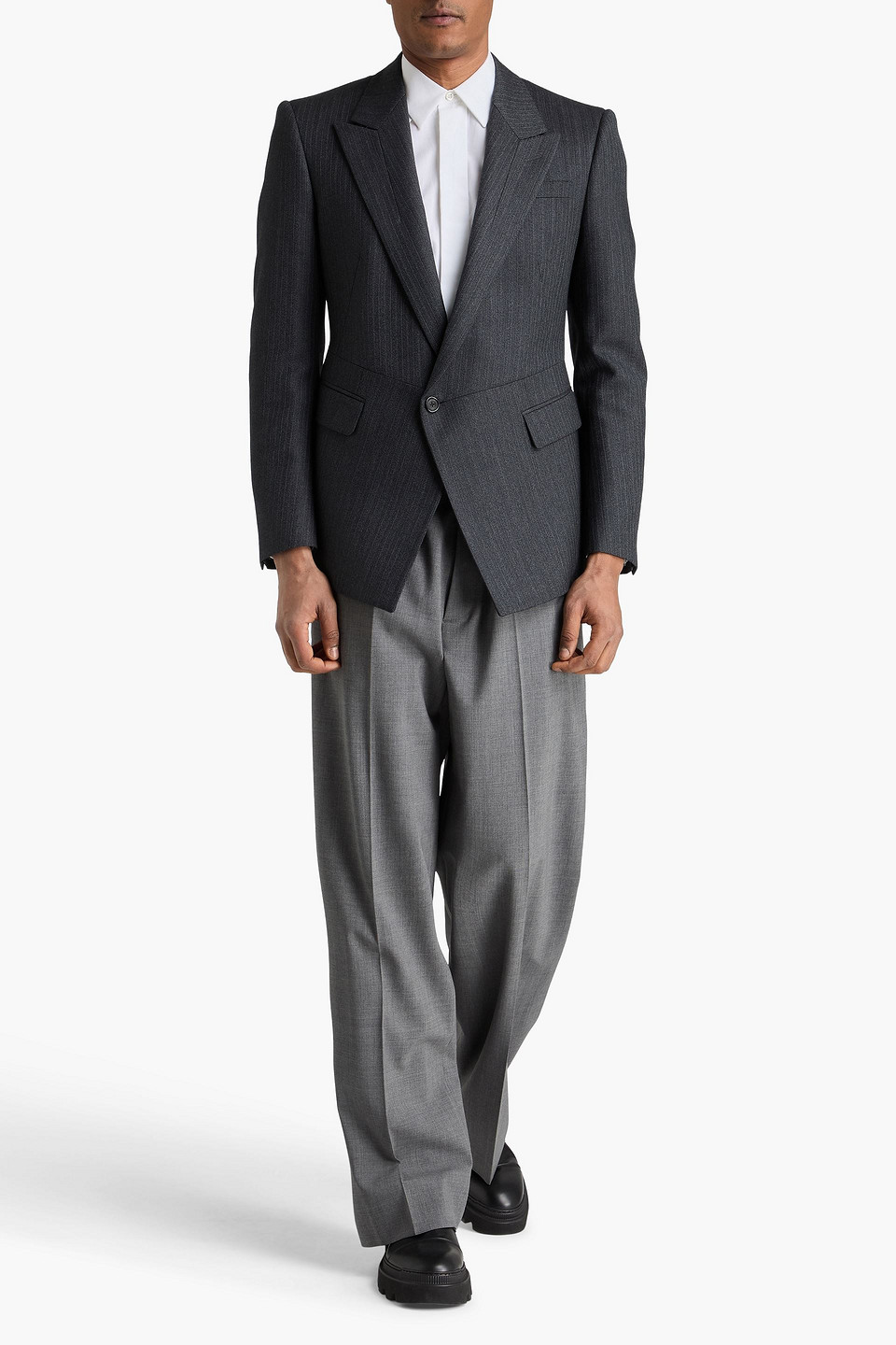  Mcqueen - Pinstriped Bouclé Wool Blazer - Grau - It 48 