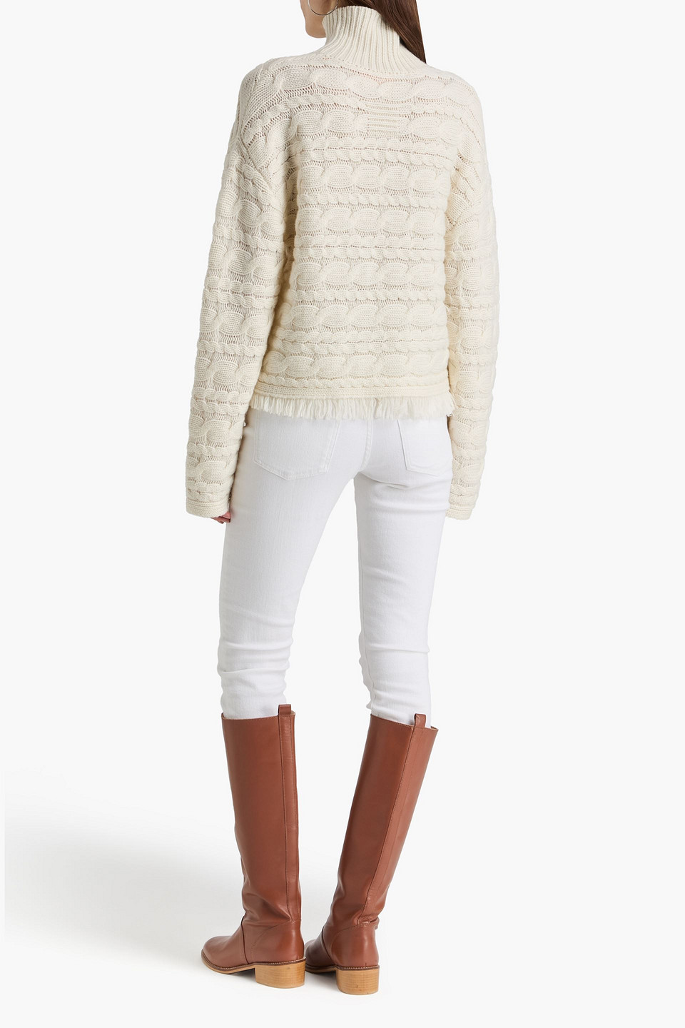  Guest In Residence - Cropped Rollkragenpullover Aus Einer Woll-kaschmirmischung Mit Zopfstrickmuster - Weiß - S 