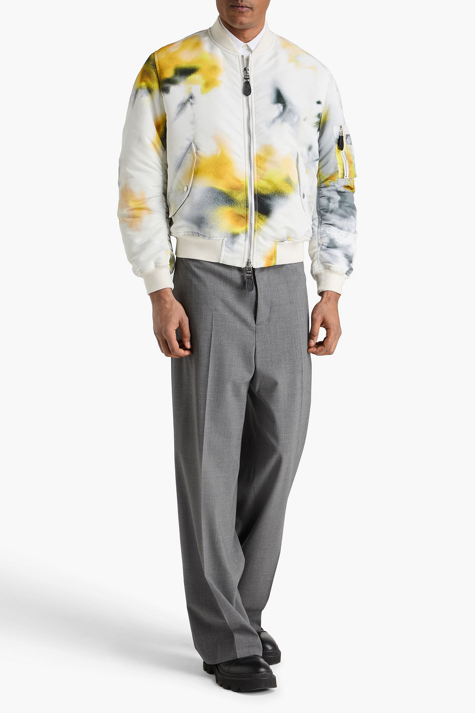 Mcqueen - Printed Shell Bomber Jacket - White - It 46 