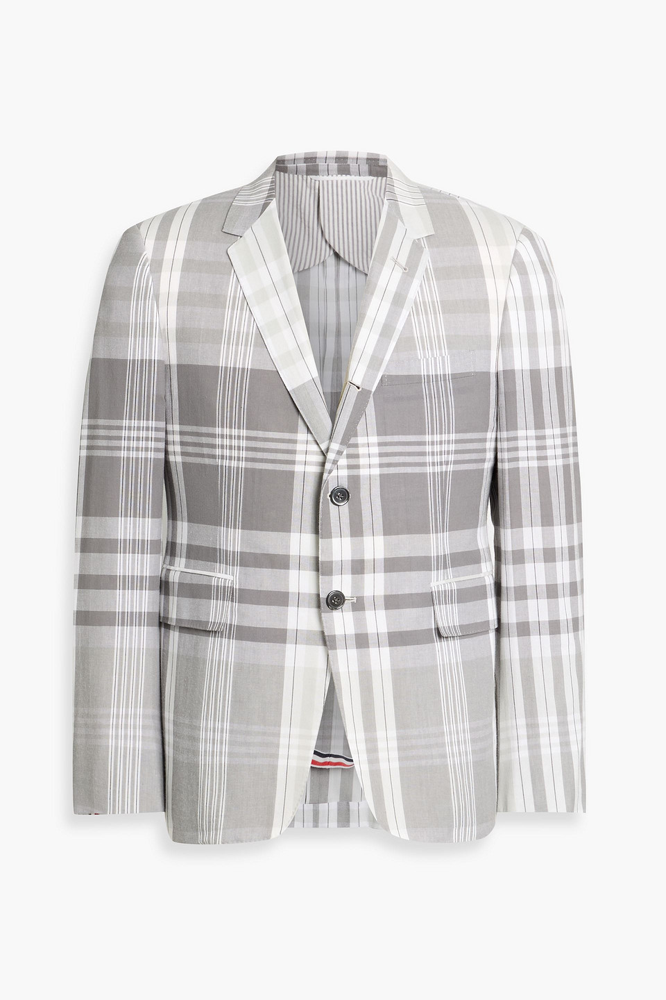 thom browne - checked cotton blazer - gray - 2