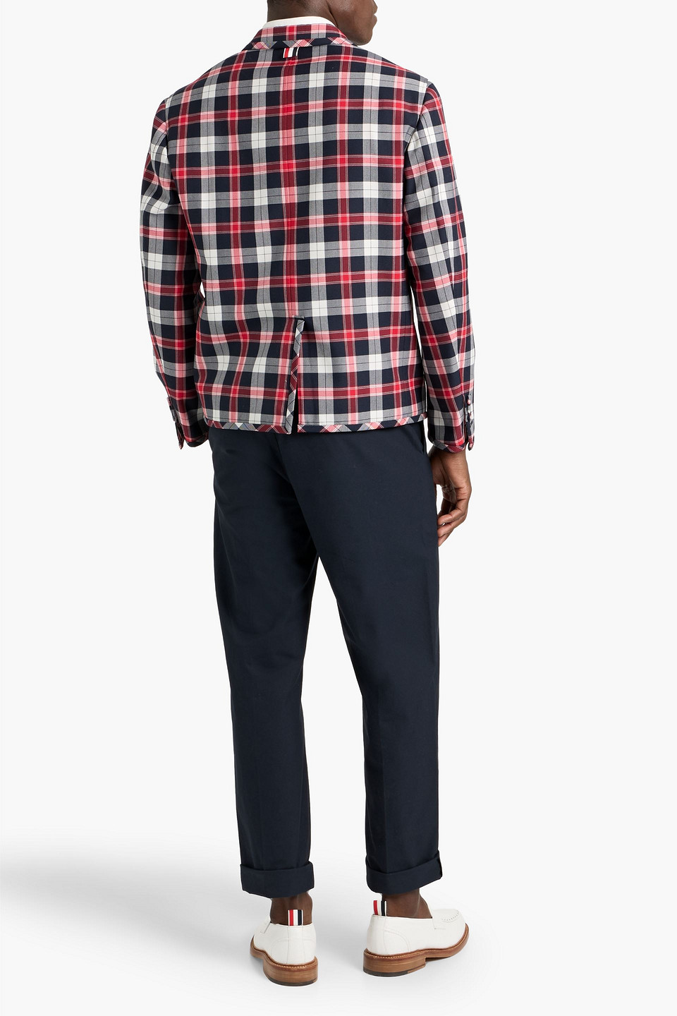 Thom Browne Checked Wool-blend Twill Blazer In Red