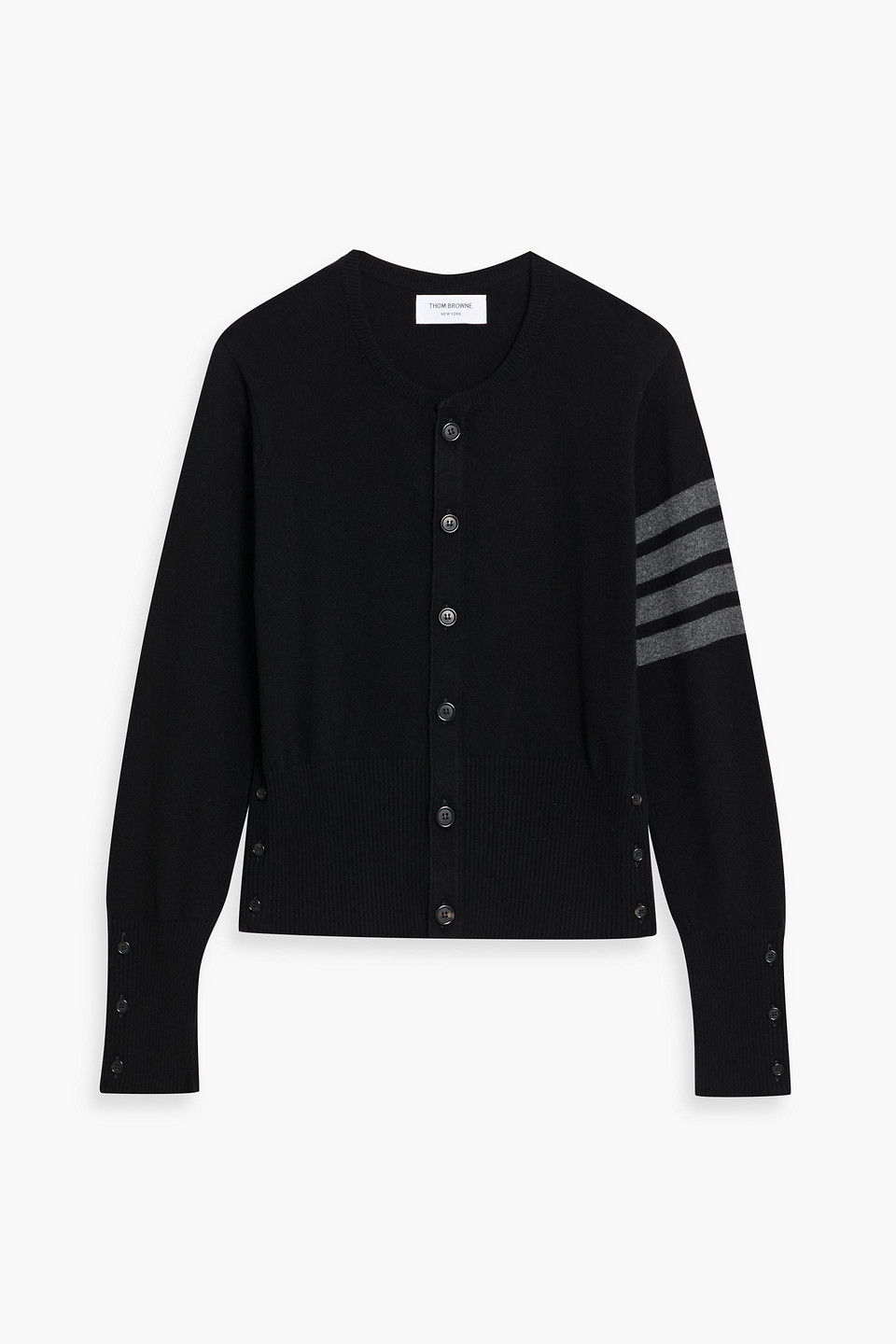 thom browne - striped cashmere cardigan - black - 0