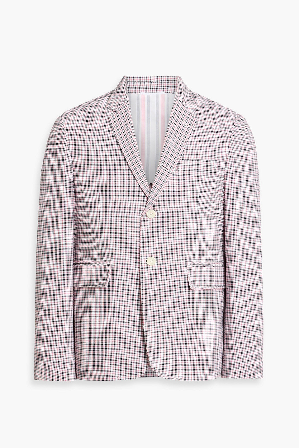 thom browne - checked cotton-blend blazer - red - 2