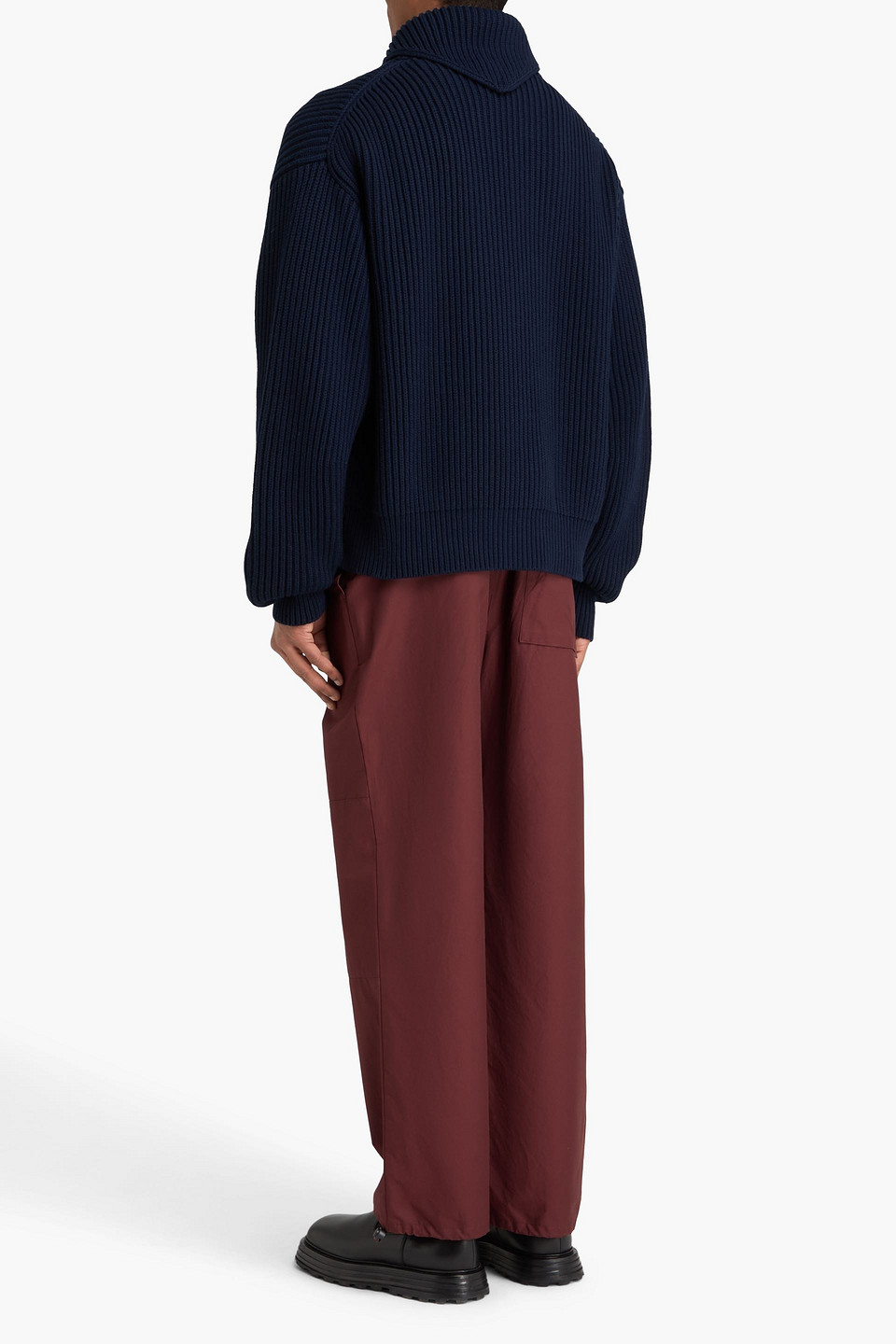  Jil Sander - Cardigan Aus Gerippter Wolle Mit Reißverschluss - Blau - It 52 