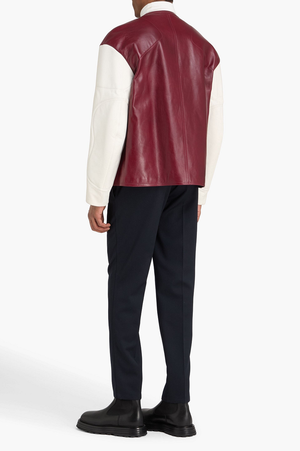  Jil Sander - Zweifarbige Lederjacke - Burgunderrot - It 48 